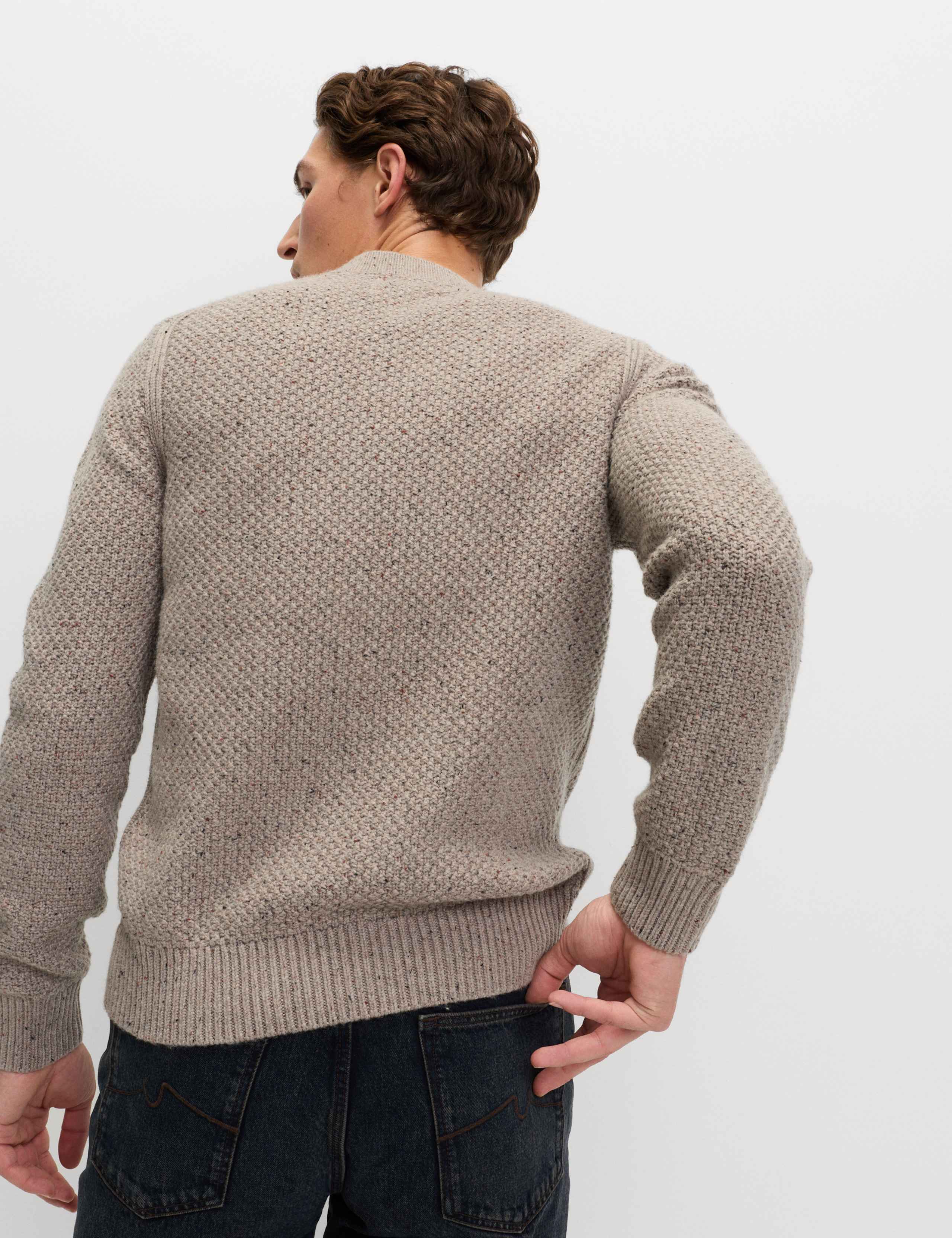 Lambswool Blend Textured Crew Neck Jumper 3 of 5
