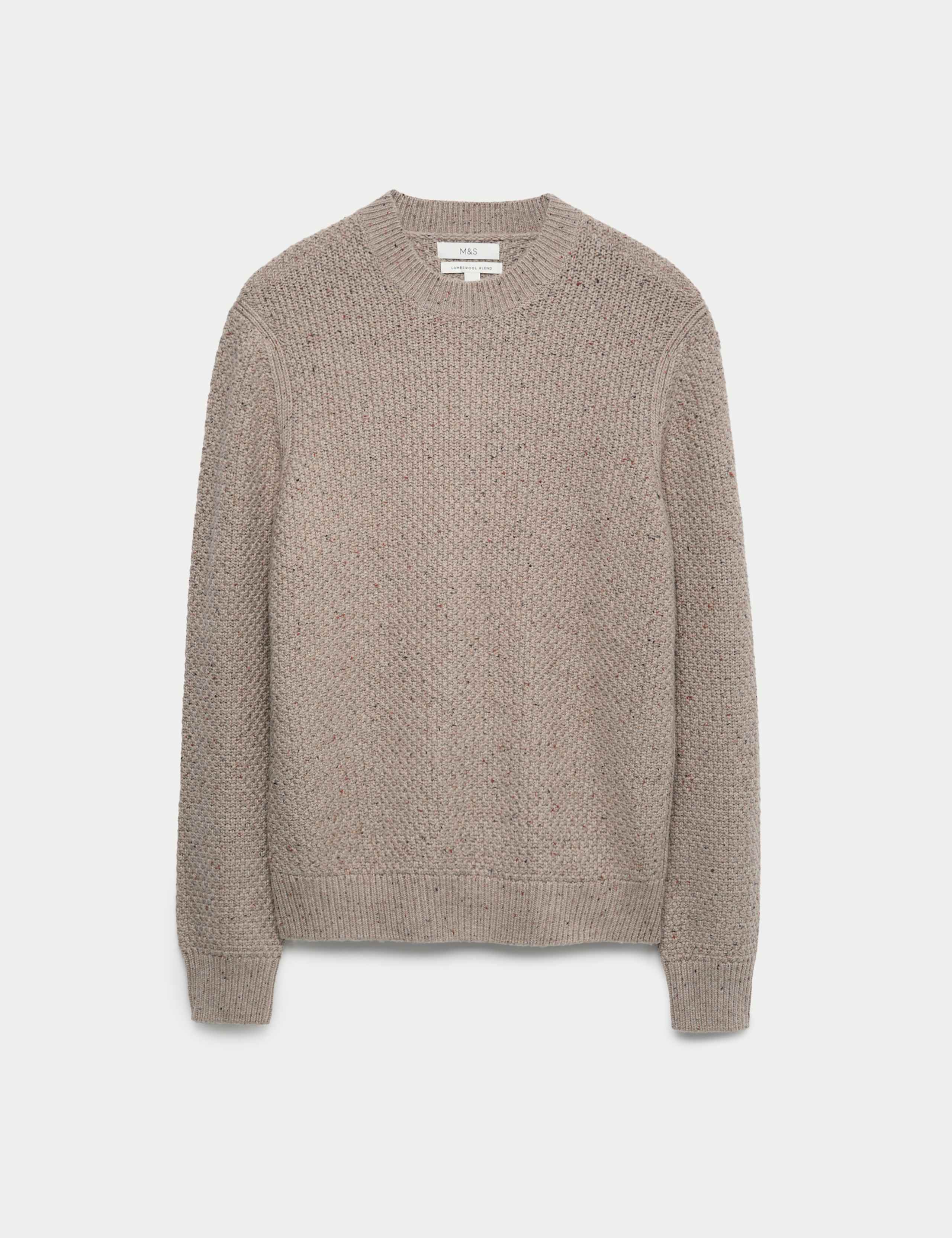 Lambswool Blend Textured Crew Neck Jumper 2 of 5