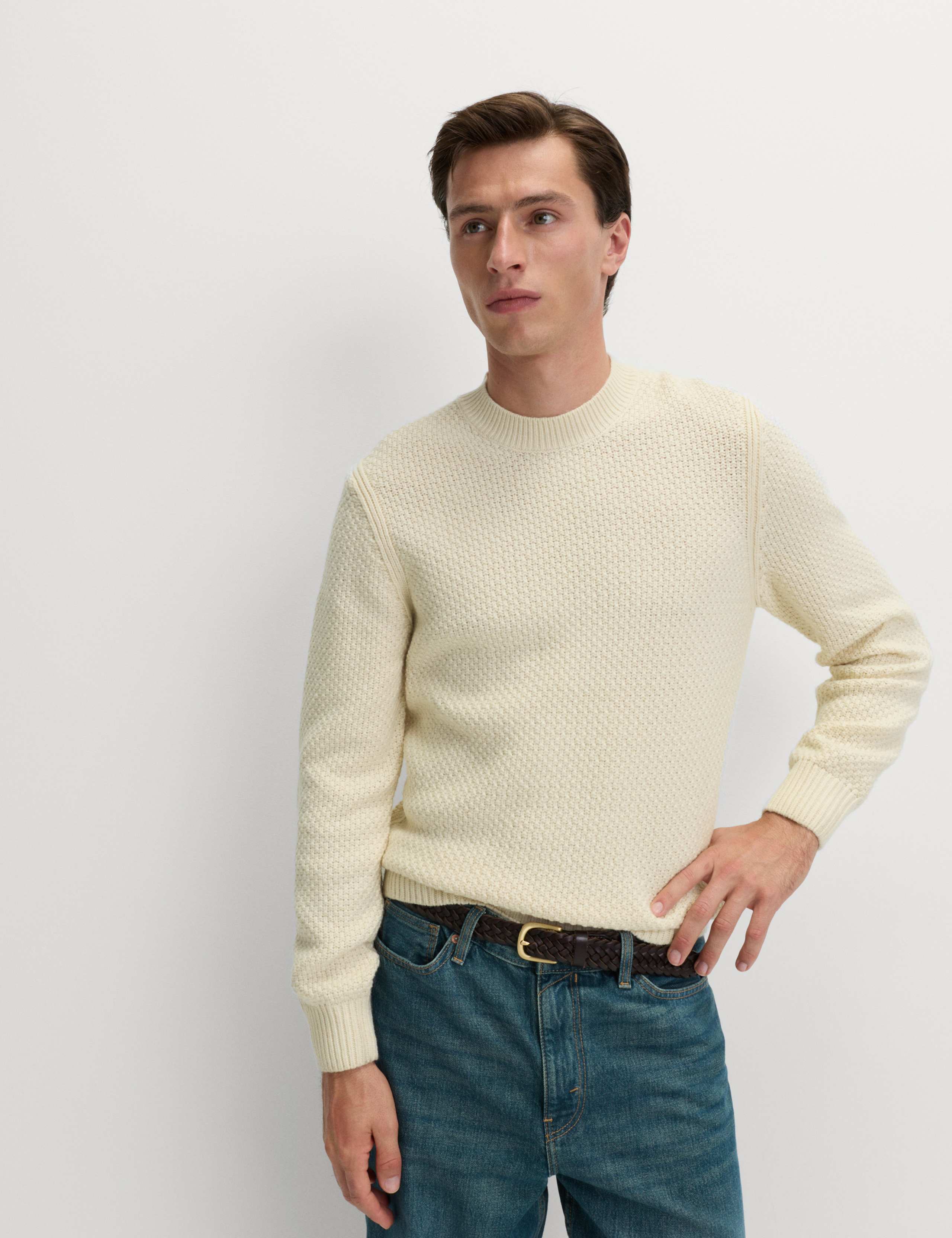 Lambswool Blend Textured Crew Neck Jumper 5 of 6