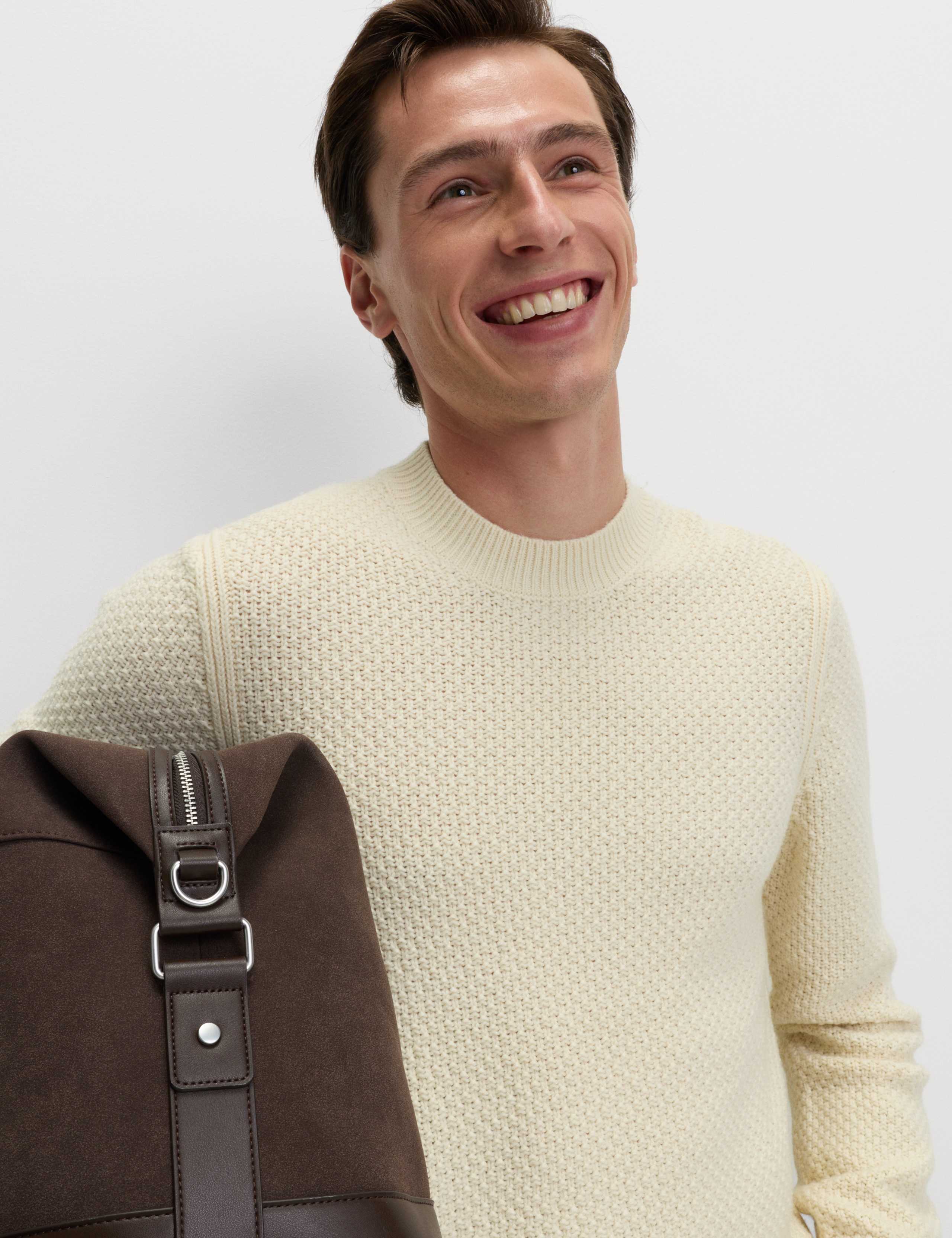 Lambswool Blend Textured Crew Neck Jumper 6 of 6