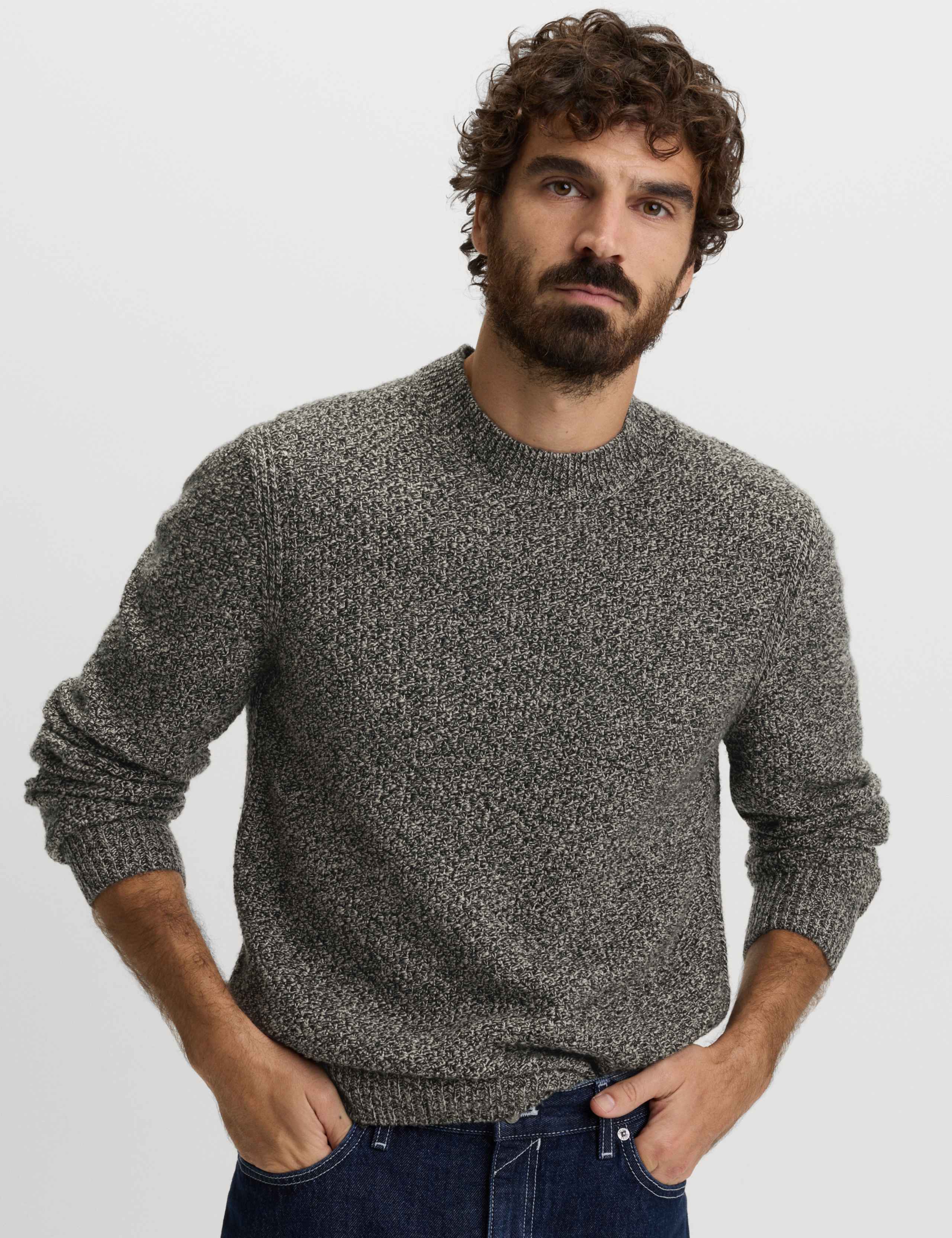 Lambswool Blend Textured Crew Neck Jumper 3 of 6