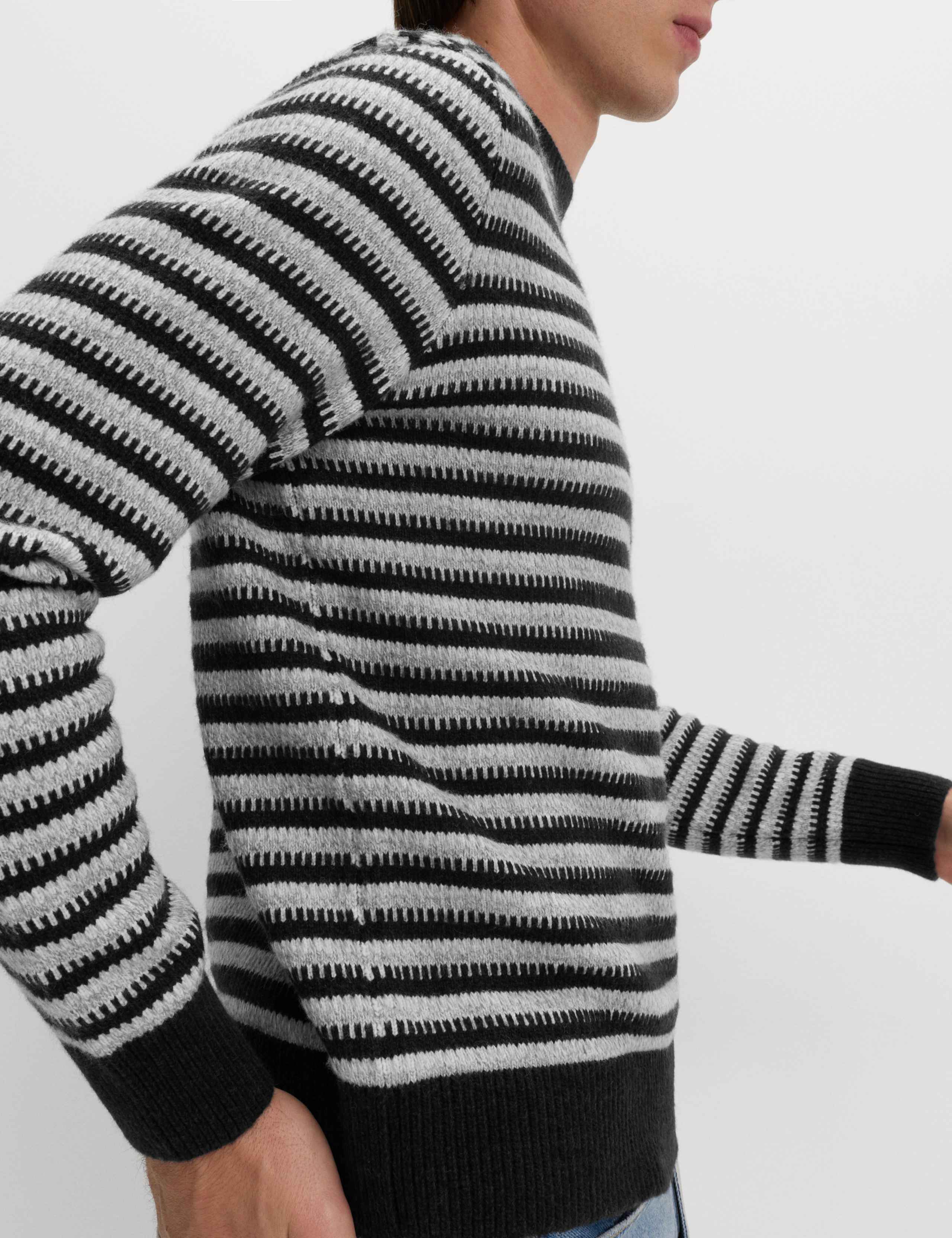 Lambswool Blend Striped Crew Neck Jumper 4 of 5