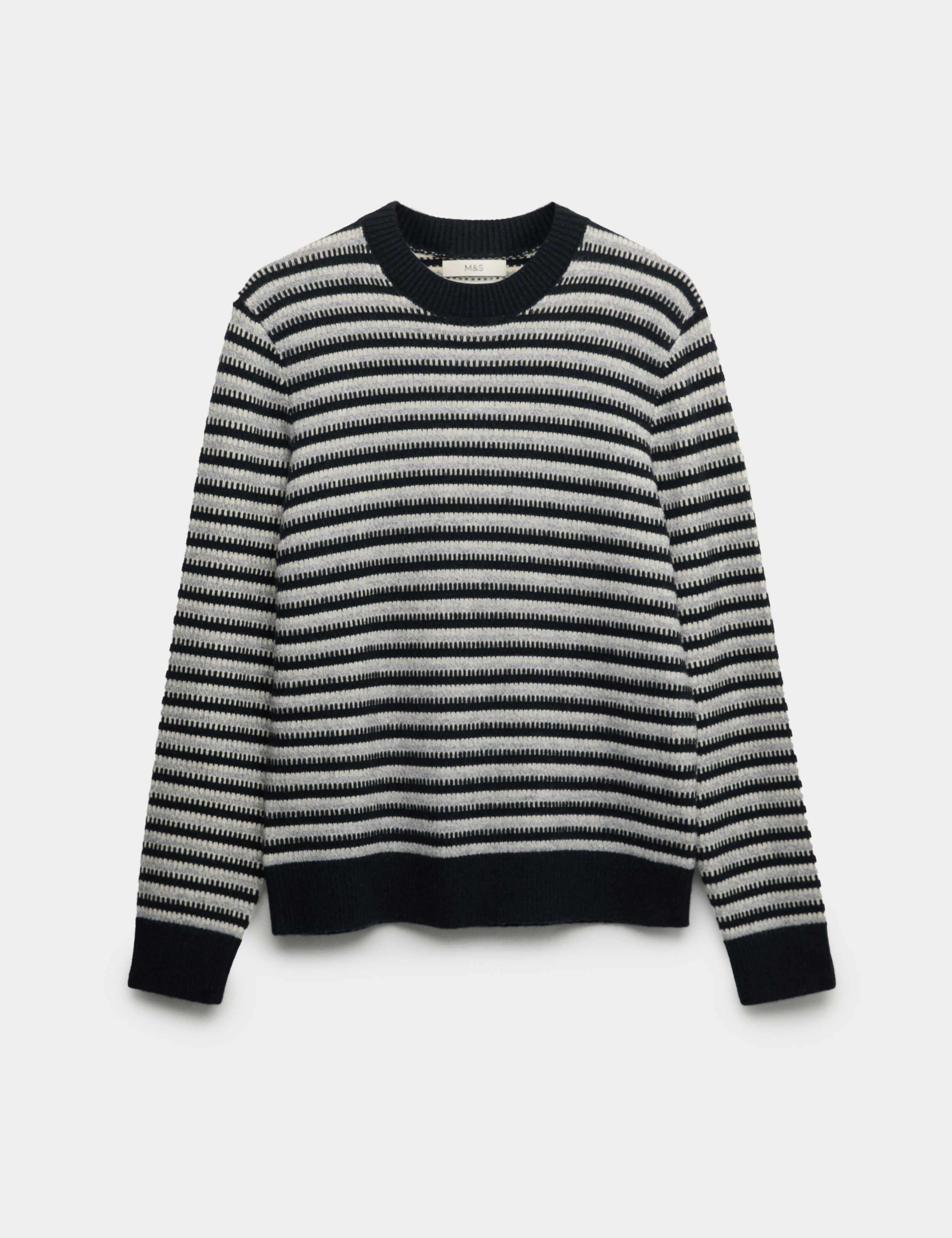 Lambswool Blend Striped Crew Neck Jumper 2 of 5