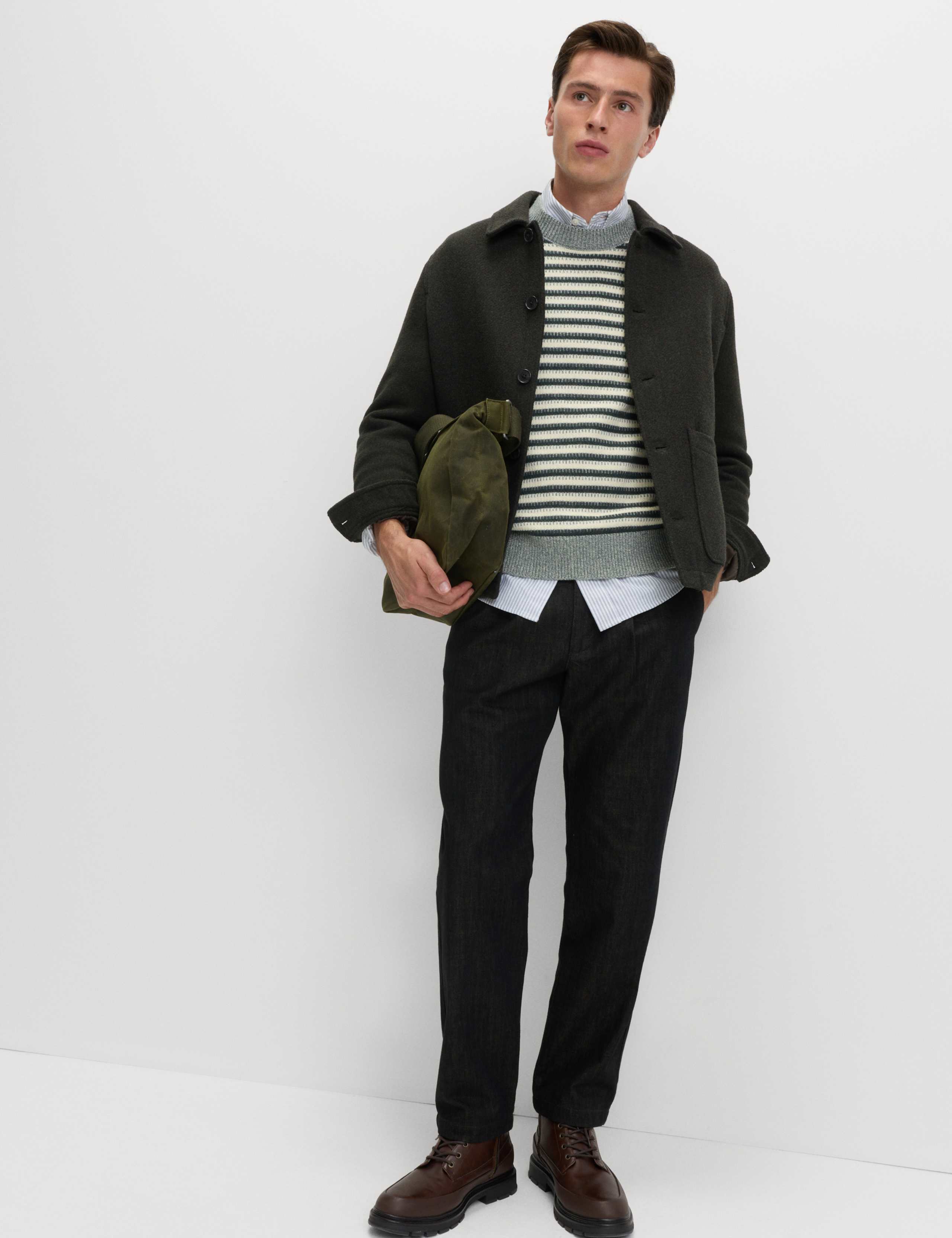Lambswool Blend Striped Crew Neck Jumper 3 of 6