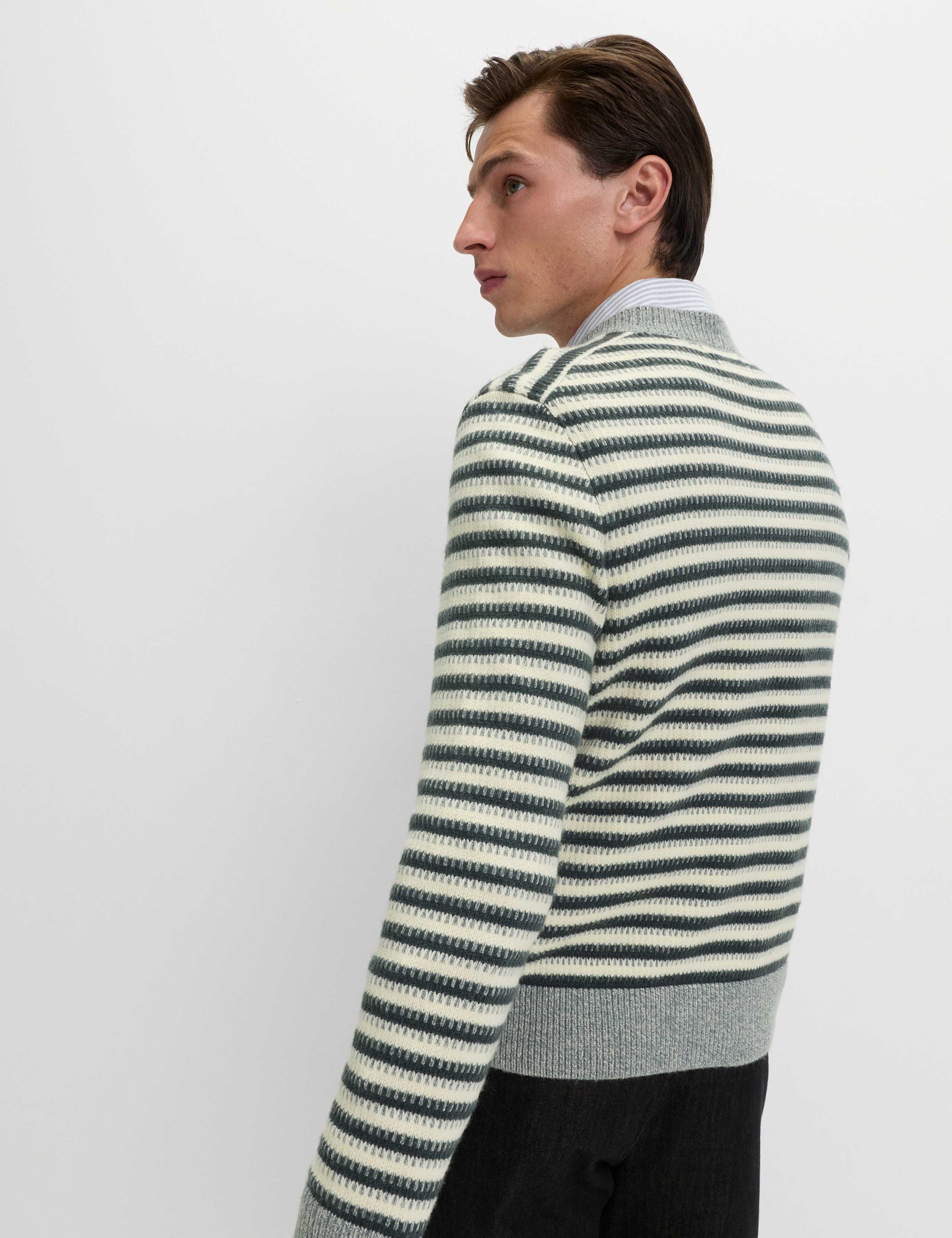 Lambswool Blend Striped Crew Neck Jumper 4 of 6