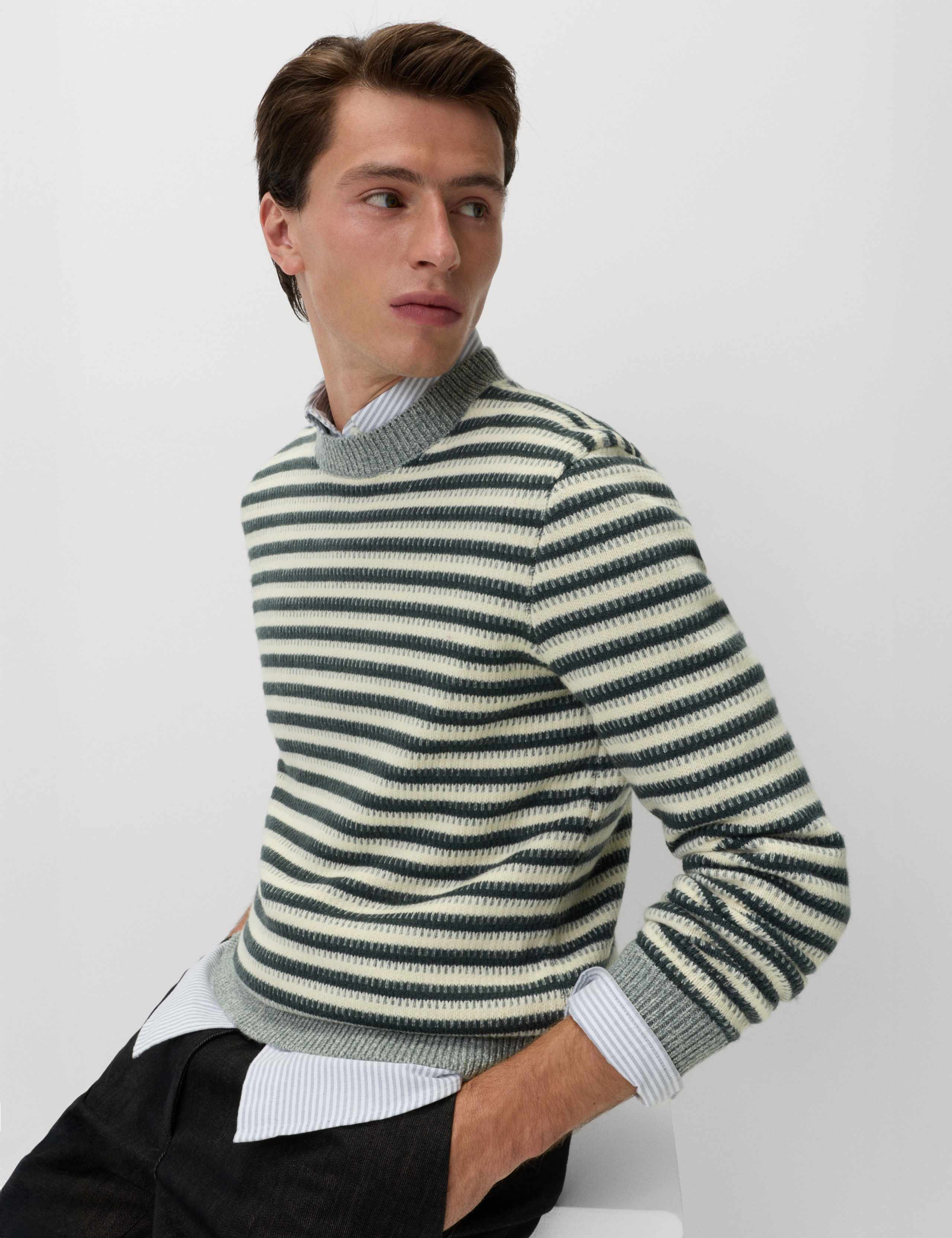 Lambswool Blend Striped Crew Neck Jumper 5 of 6