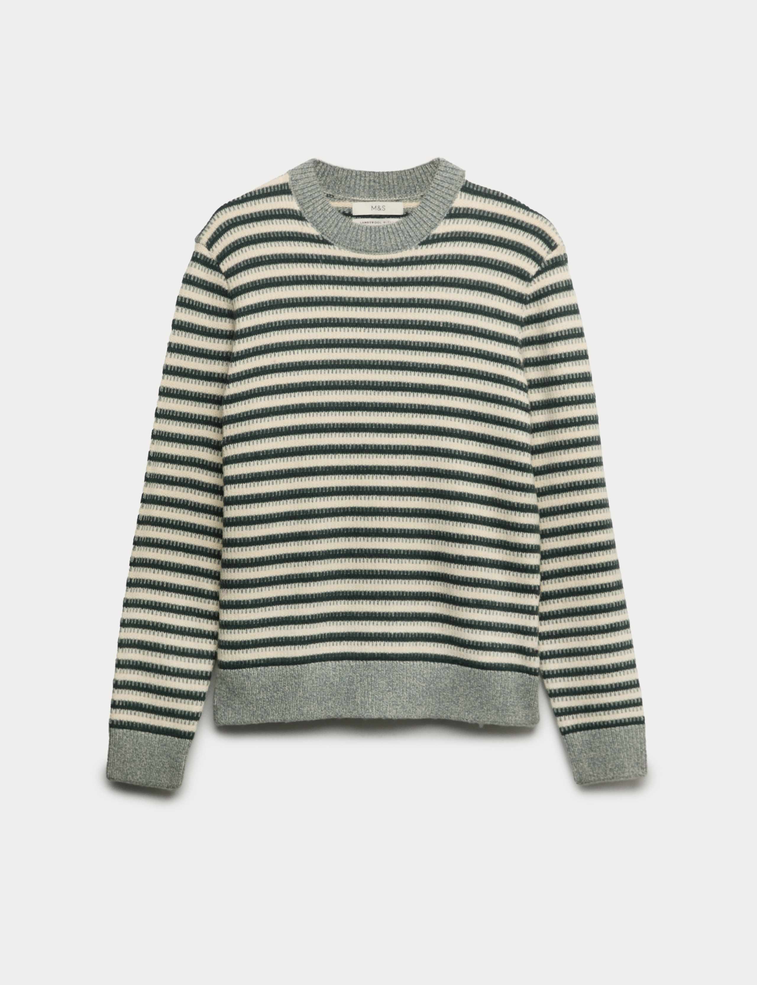 Lambswool Blend Striped Crew Neck Jumper 2 of 6