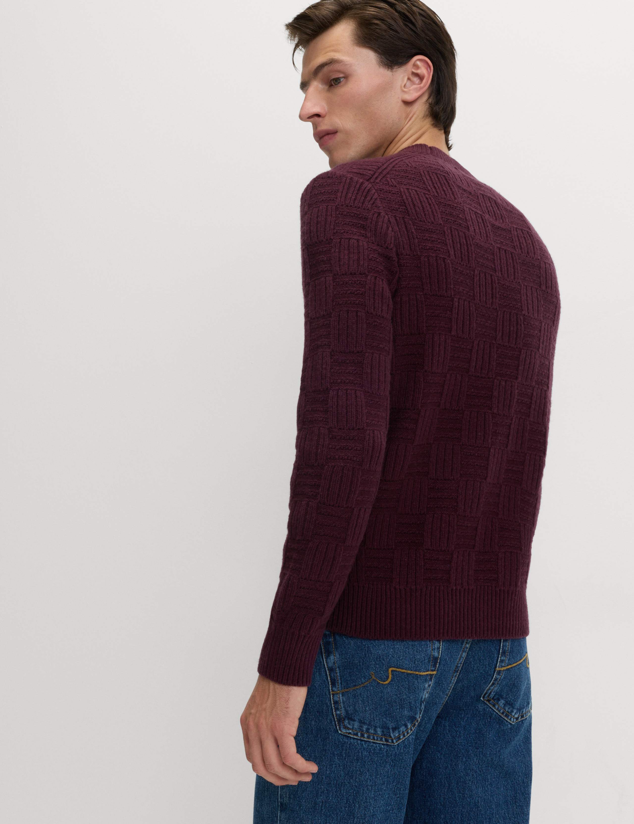Lambswool Blend Basket Stitch Crew Neck Jumper 4 of 5