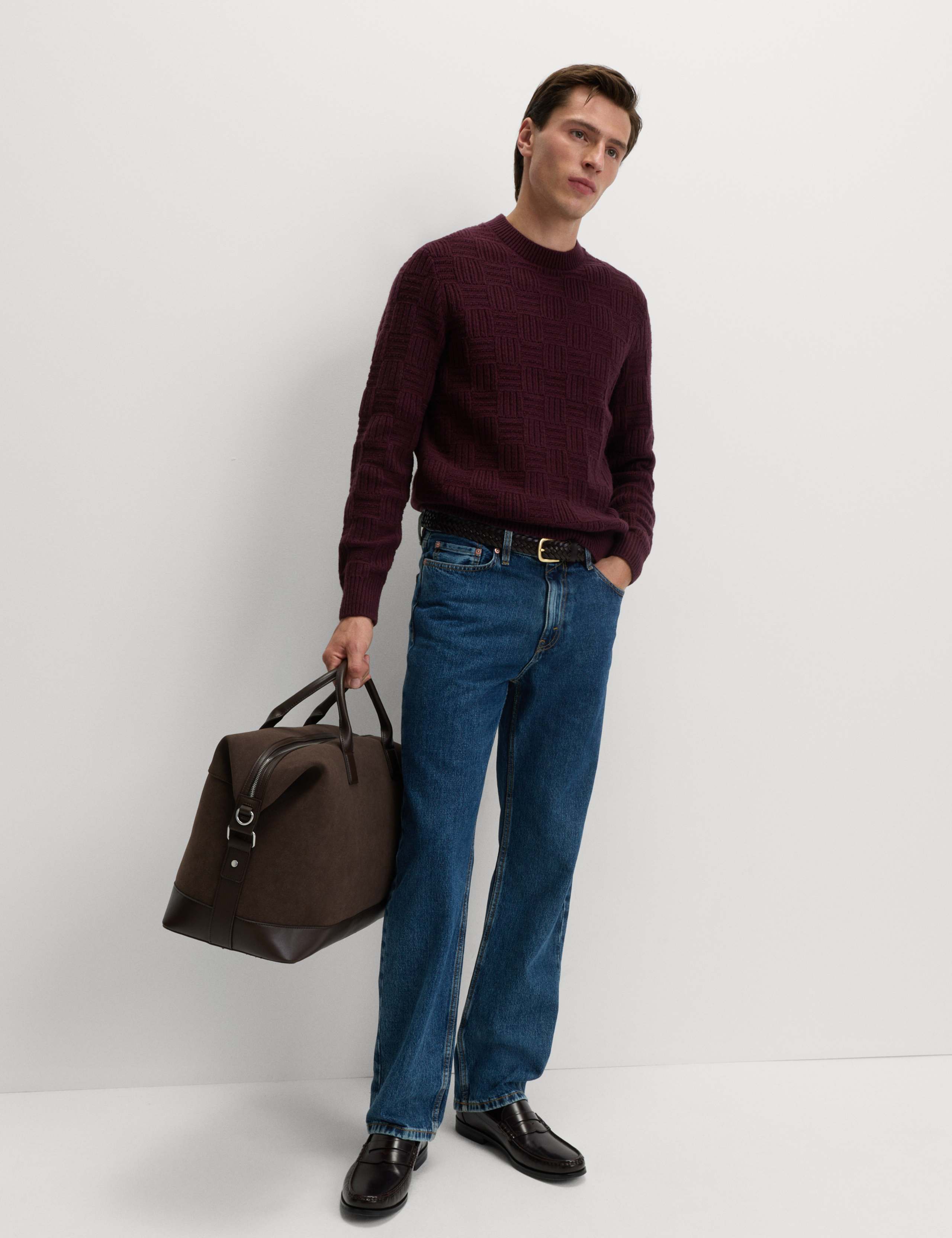 Lambswool Blend Basket Stitch Crew Neck Jumper 5 of 5