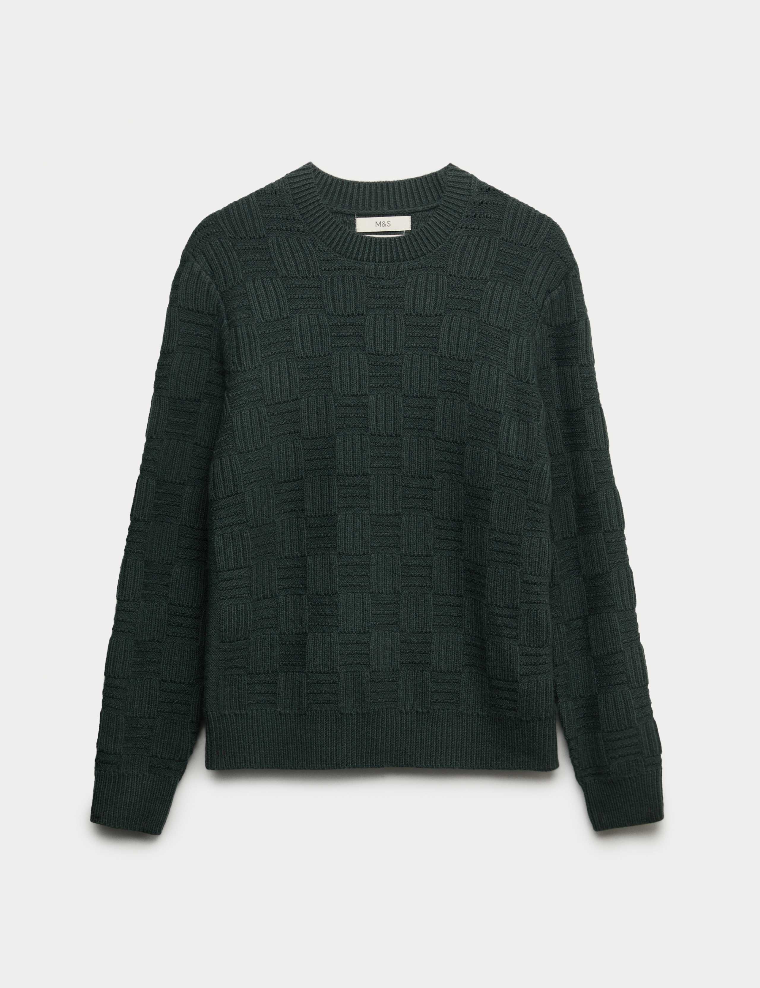 Lambswool Blend Basket Stitch Crew Neck Jumper 2 of 5