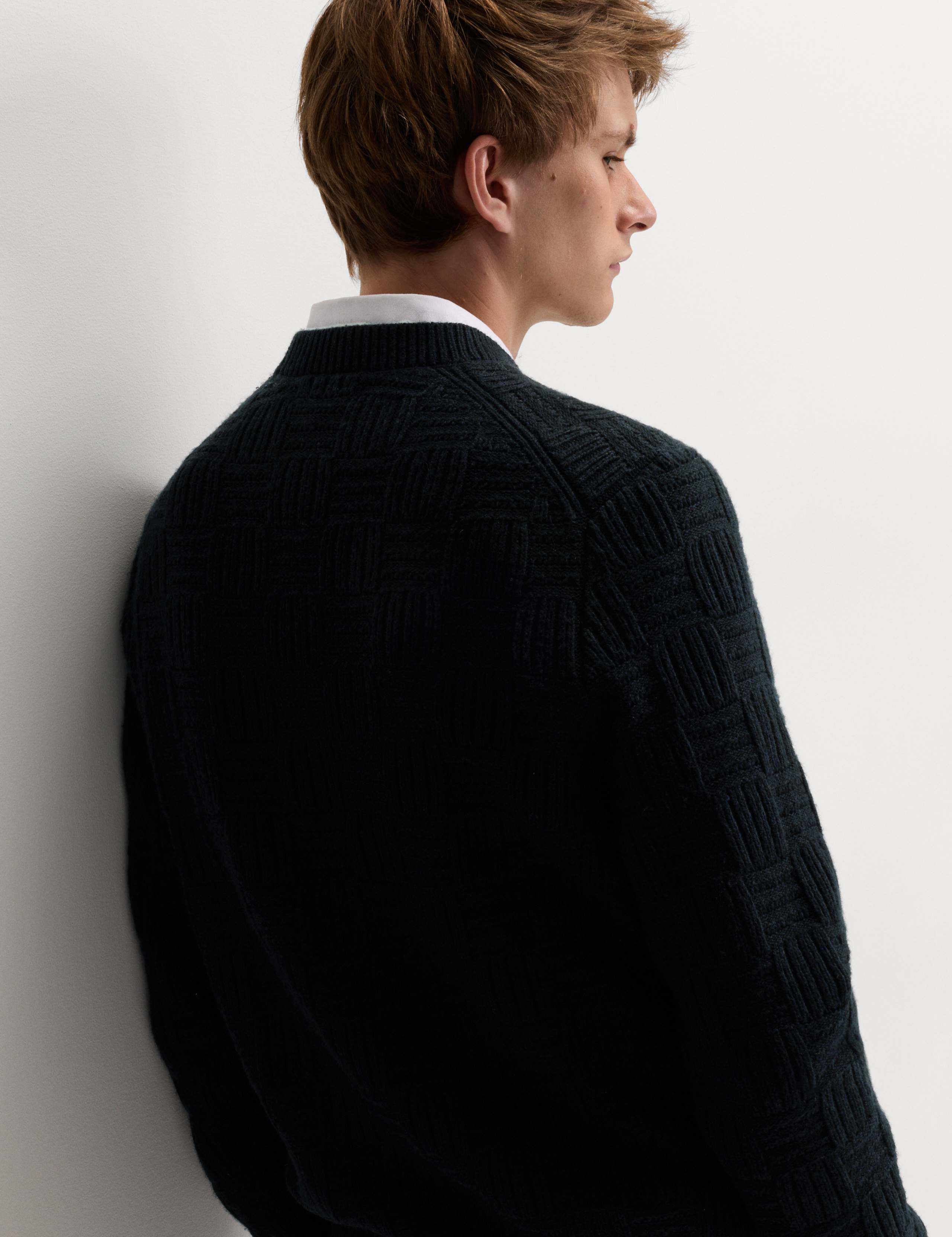 Lambswool Blend Basket Stitch Crew Neck Jumper 5 of 5