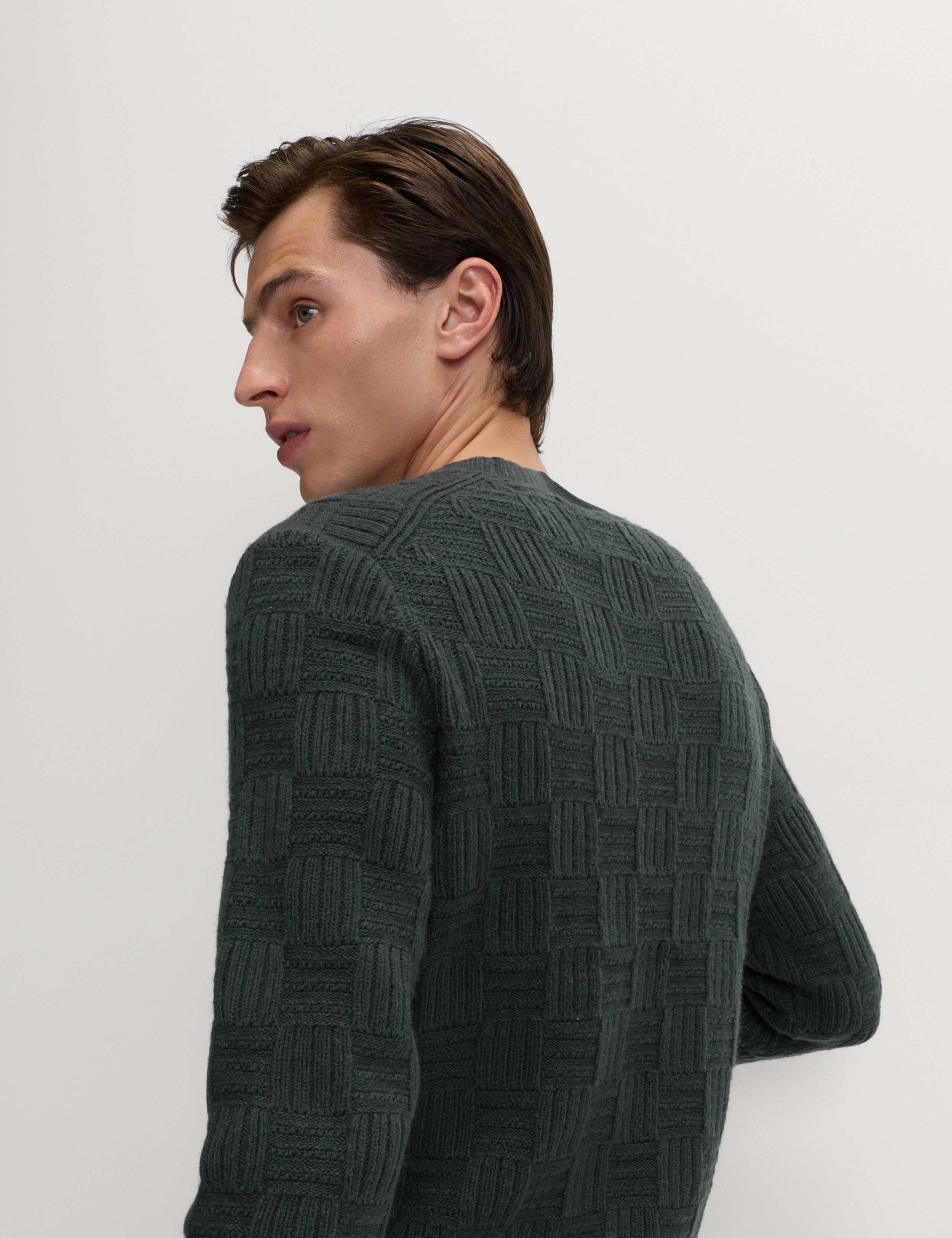 Lambswool Blend Basket Stitch Crew Neck Jumper 4 of 6