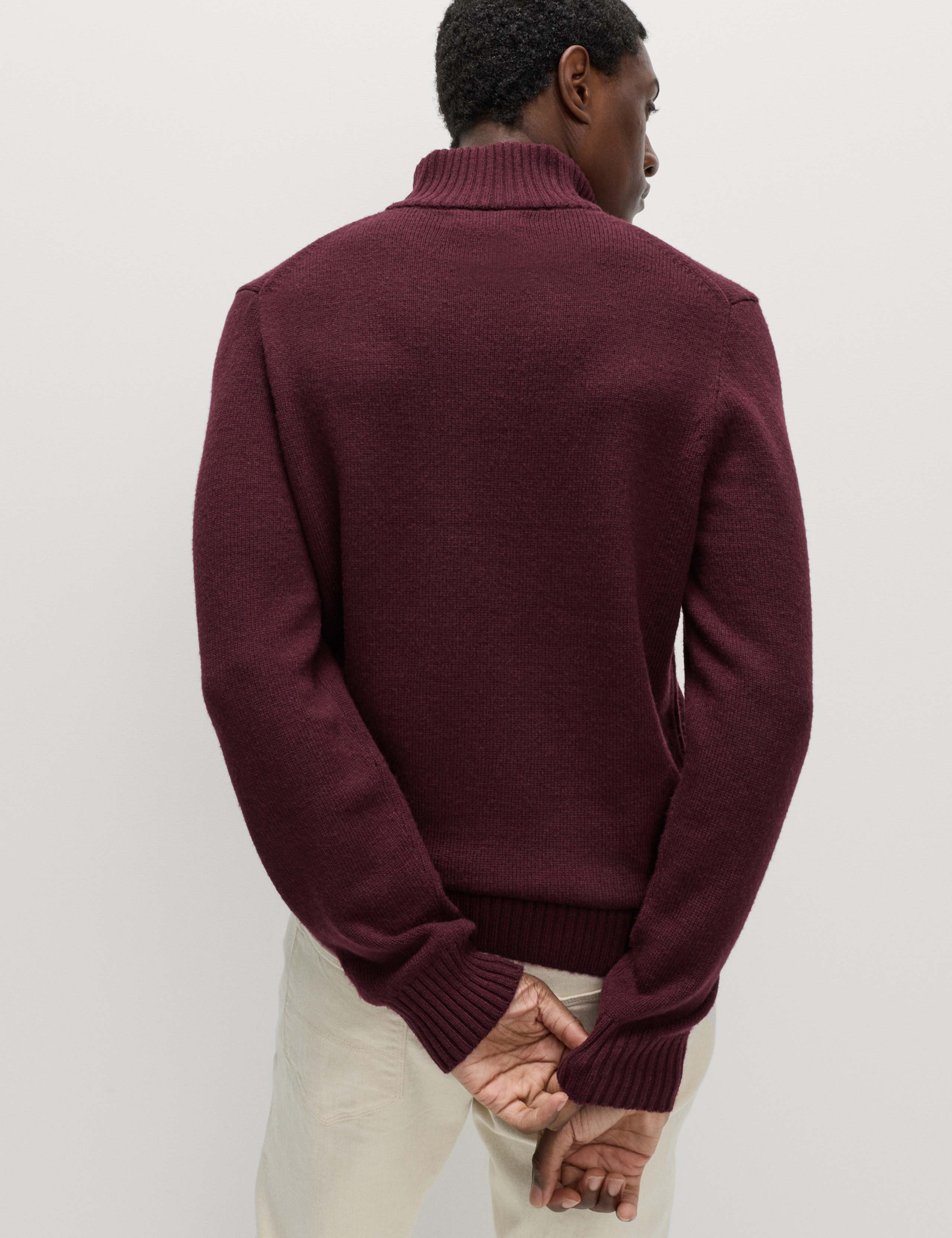 Lambswool Blend Funnel Neck Half Zip Jumper 5 of 5