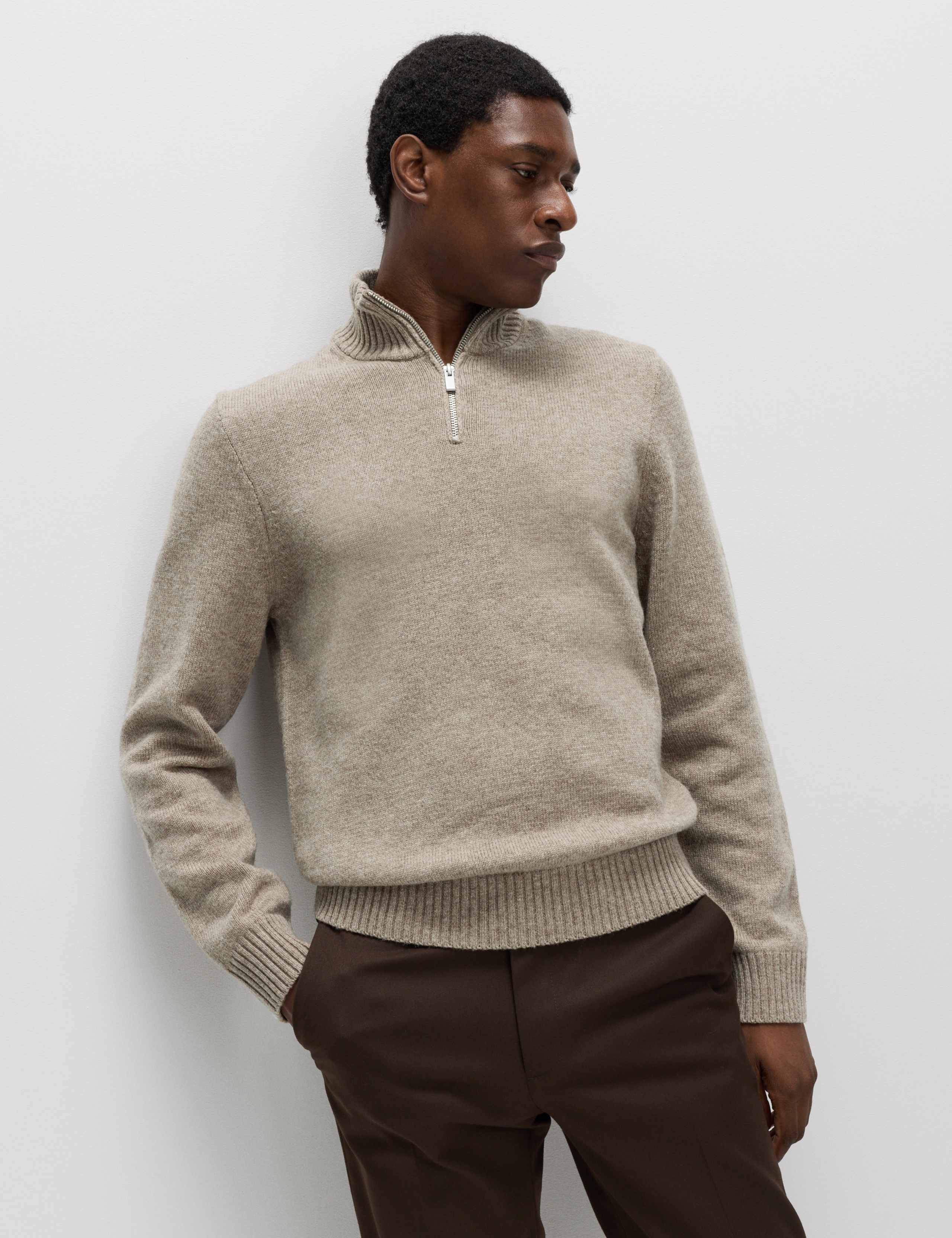 Lambswool Blend Funnel Neck Half Zip Jumper 1 of 6
