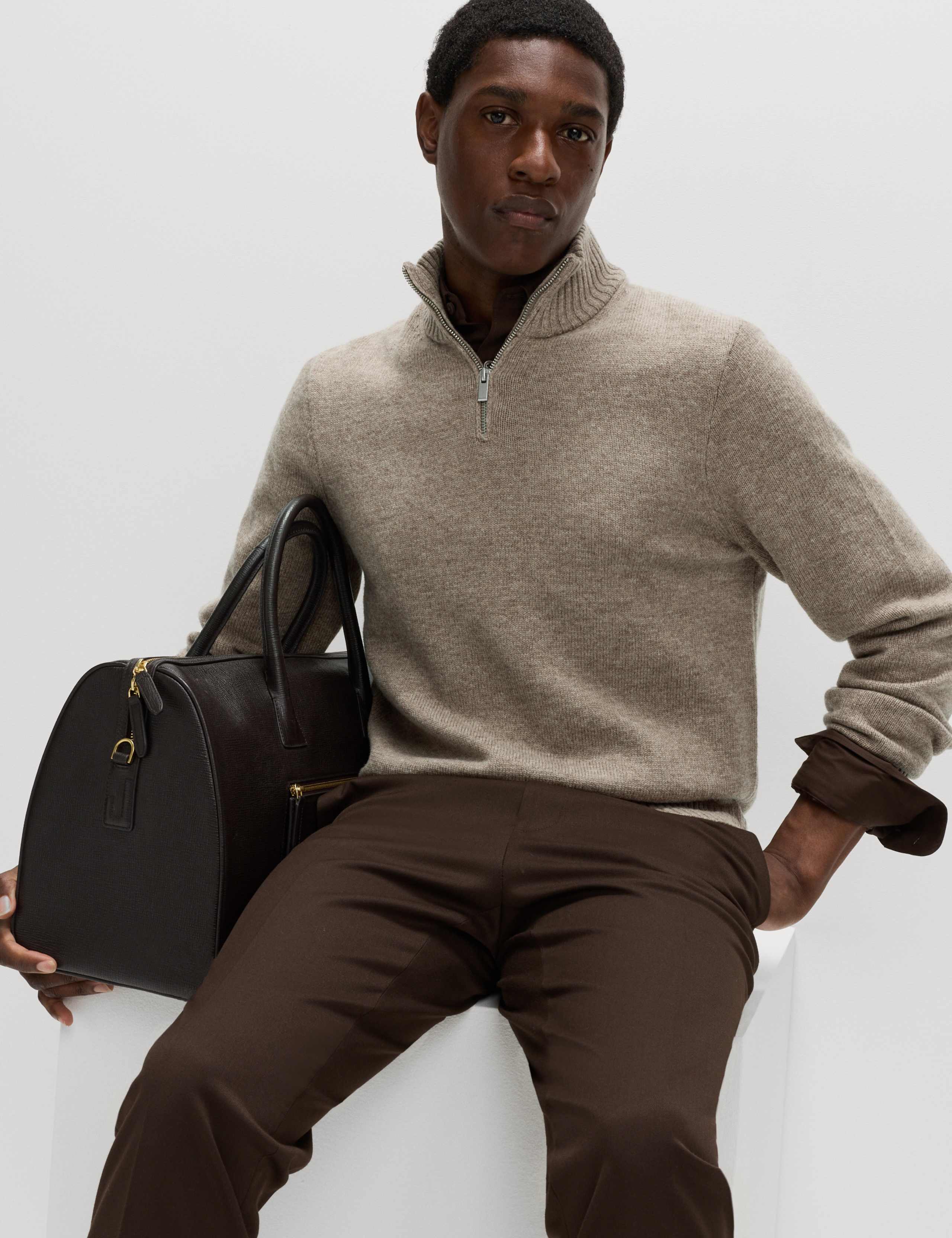 Lambswool Blend Funnel Neck Half Zip Jumper 6 of 6