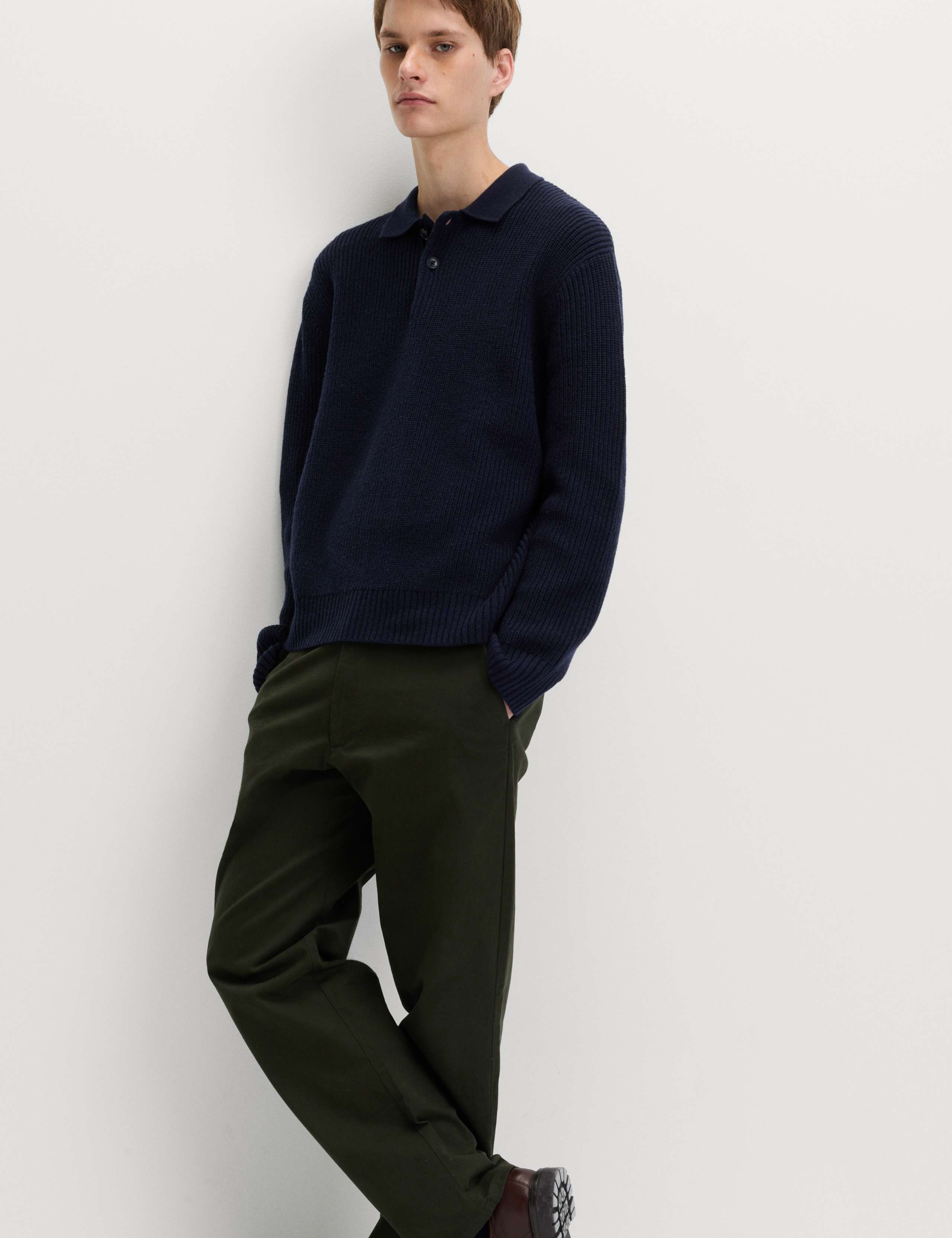 Lambswool Blend Knitted Polo Shirt 3 of 6