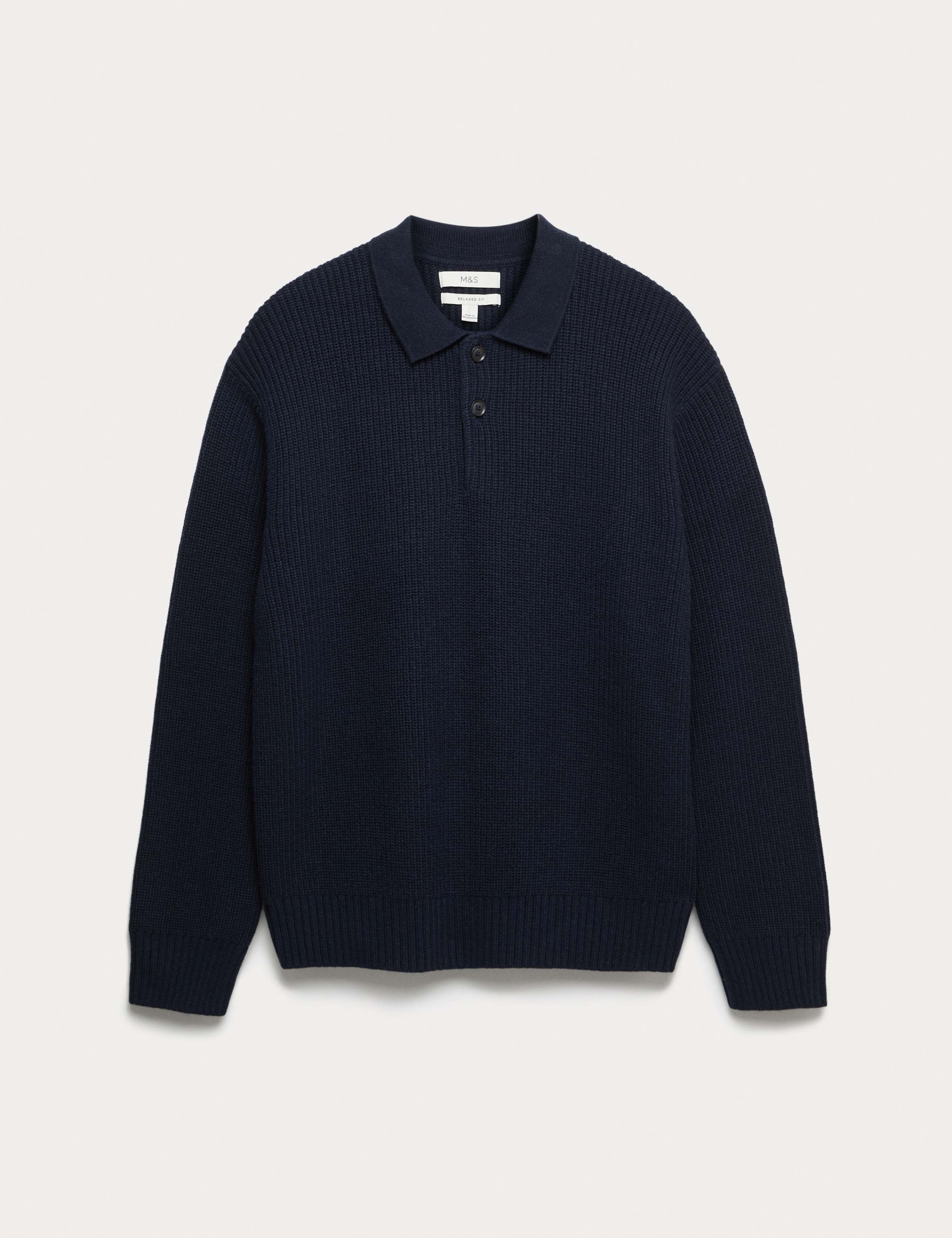 Lambswool Blend Knitted Polo Shirt 2 of 6