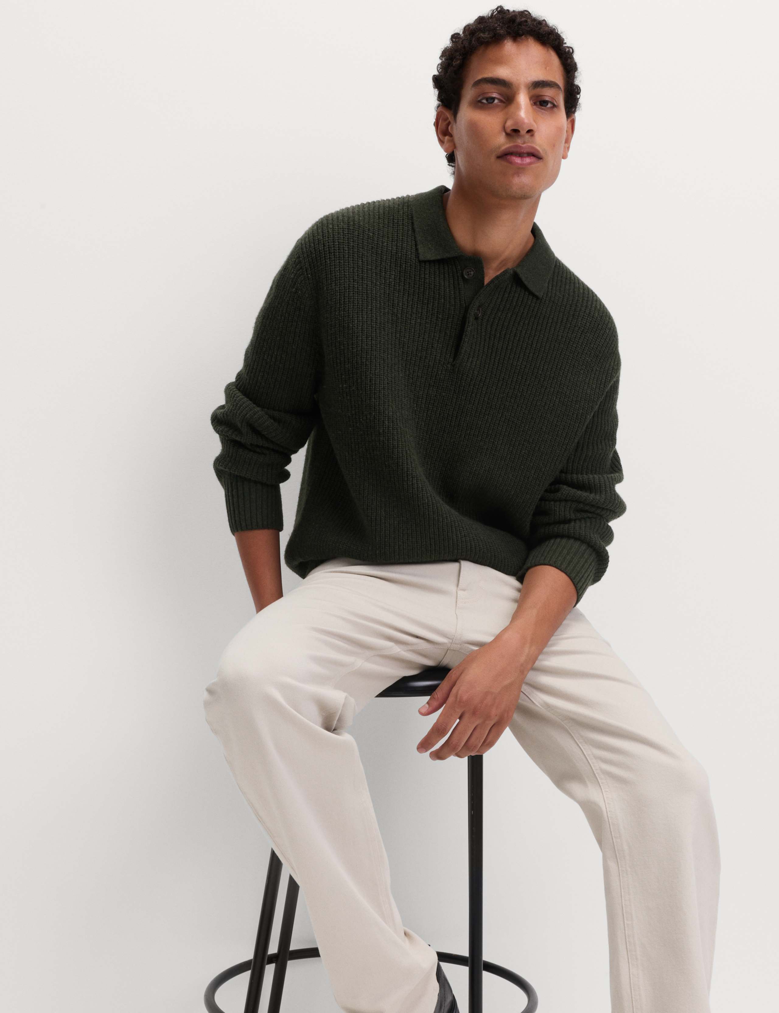 Lambswool Blend Knitted Polo Shirt 5 of 5