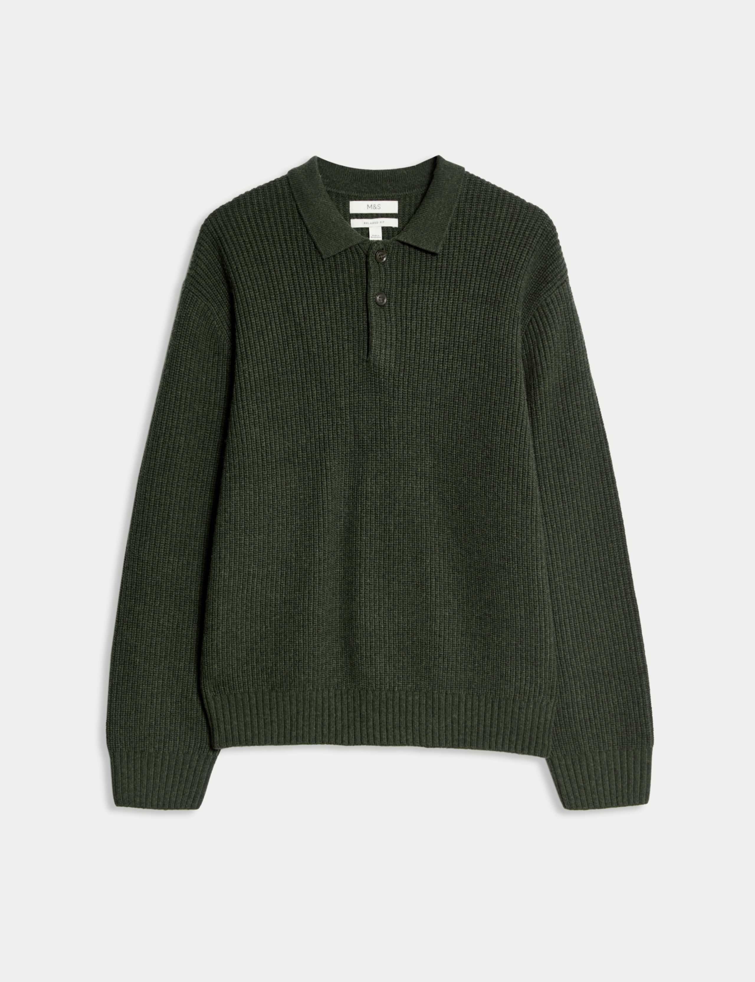 Lambswool Blend Knitted Polo Shirt 2 of 5