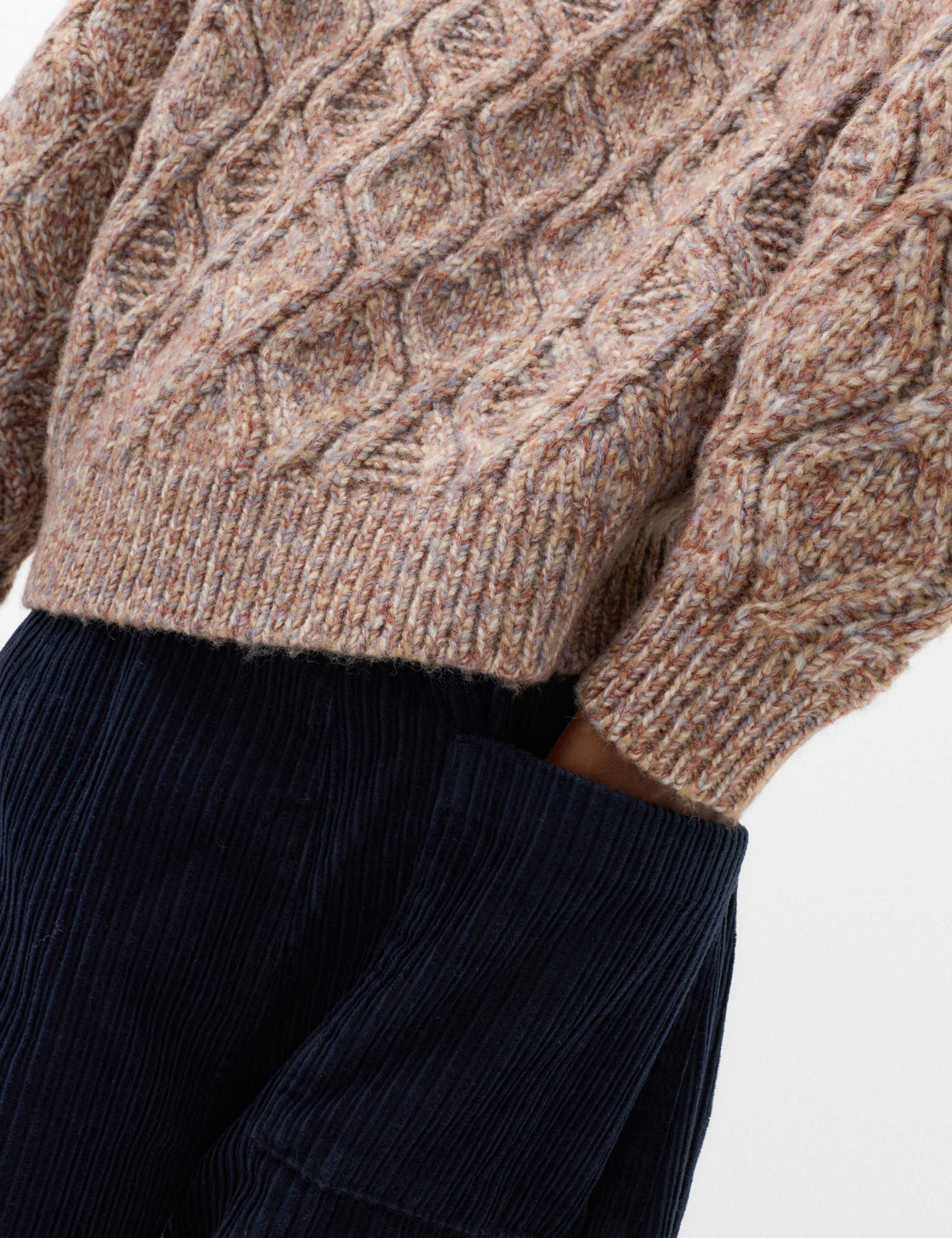 Cable Crew Neck Jumper with Wool 4 of 6