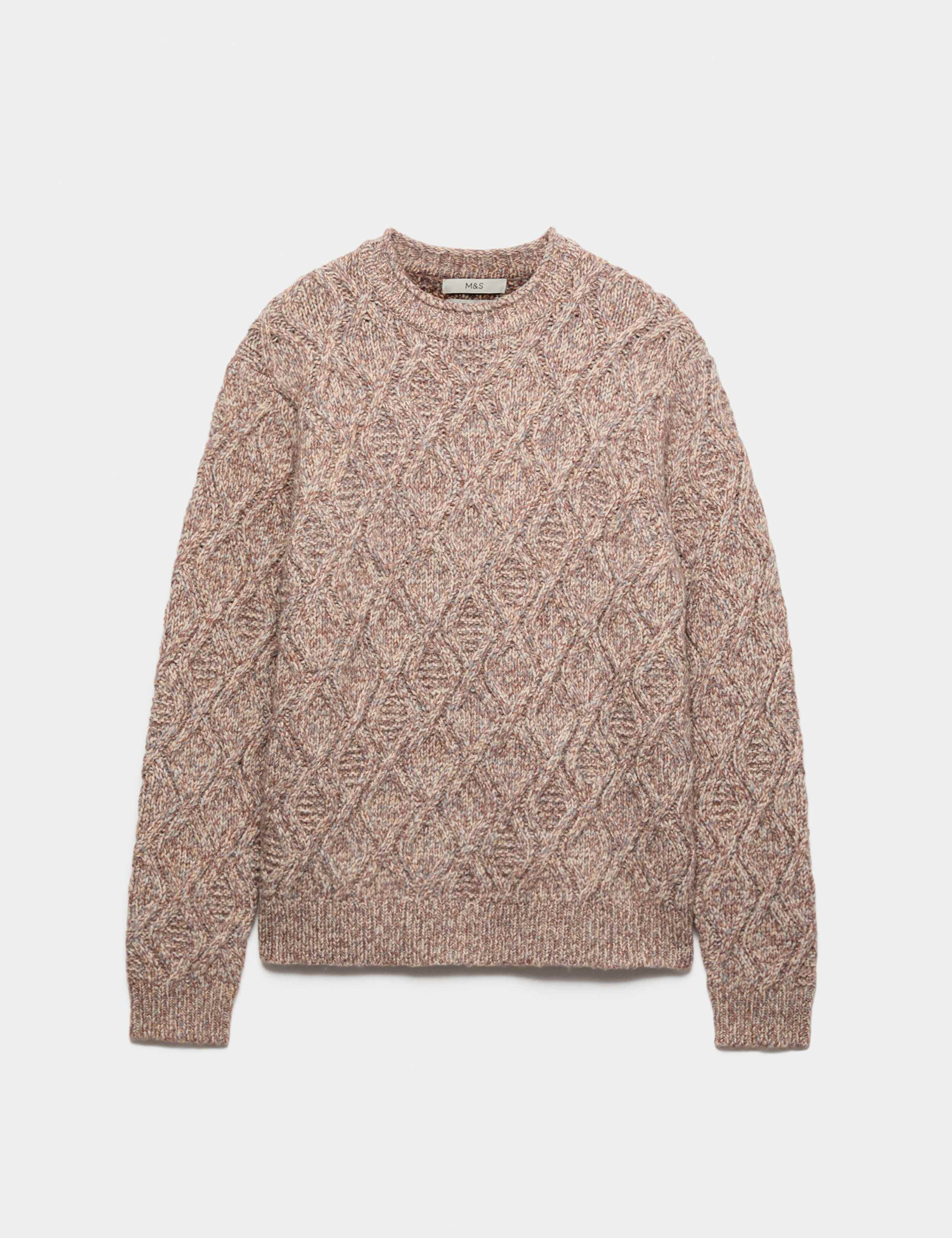 Cable Crew Neck Jumper with Wool 2 of 6