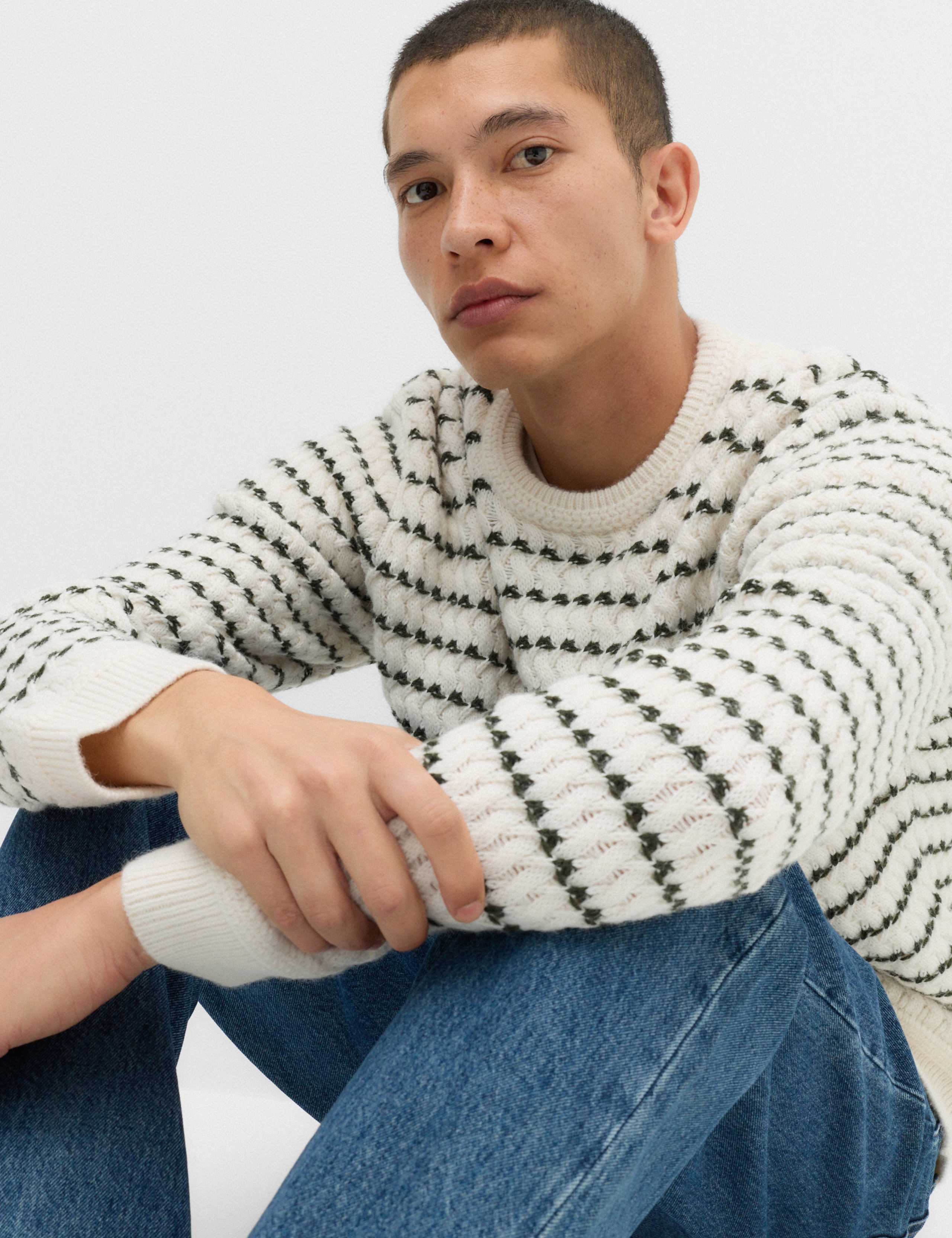 Wool Blend Striped Crew Neck Jumper 4 of 6