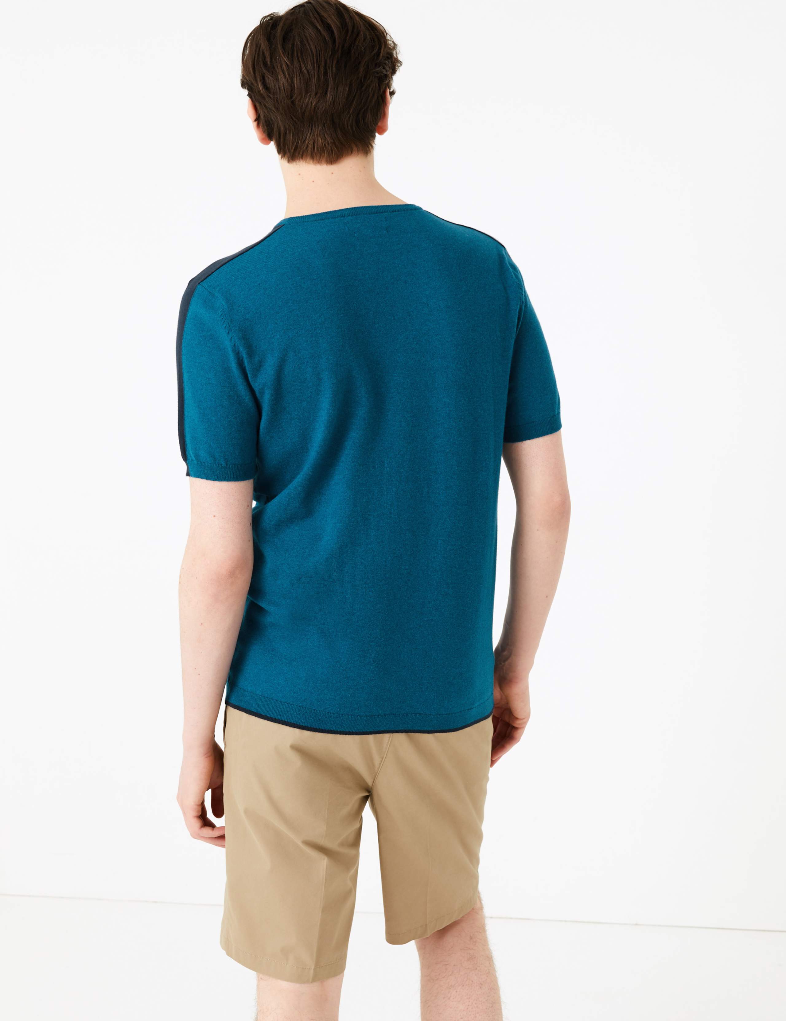 Cotton Arm Stripe Knitted T-Shirt 4 of 5