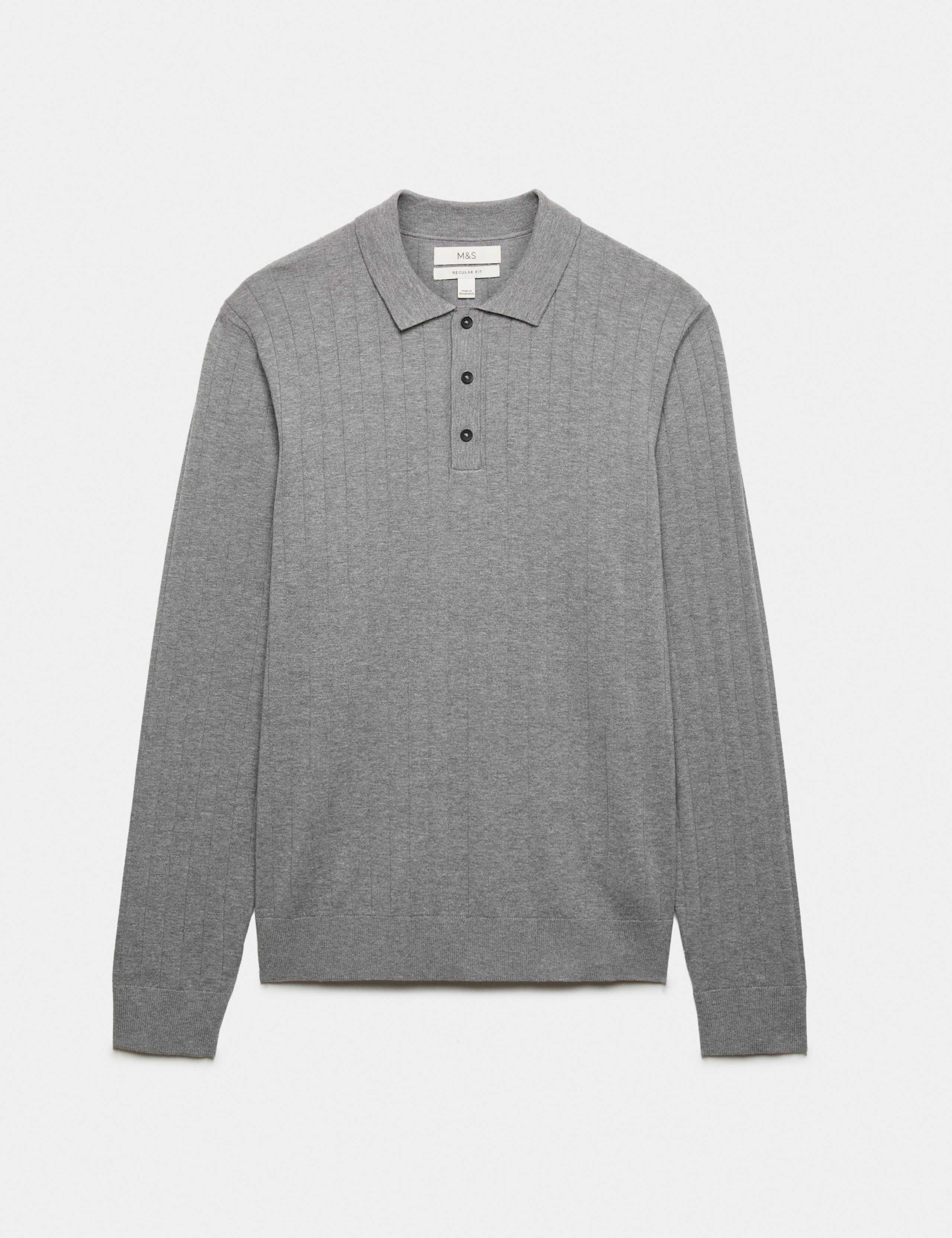 Cotton Blend Smart Rib Knit Polo Shirt 2 of 5