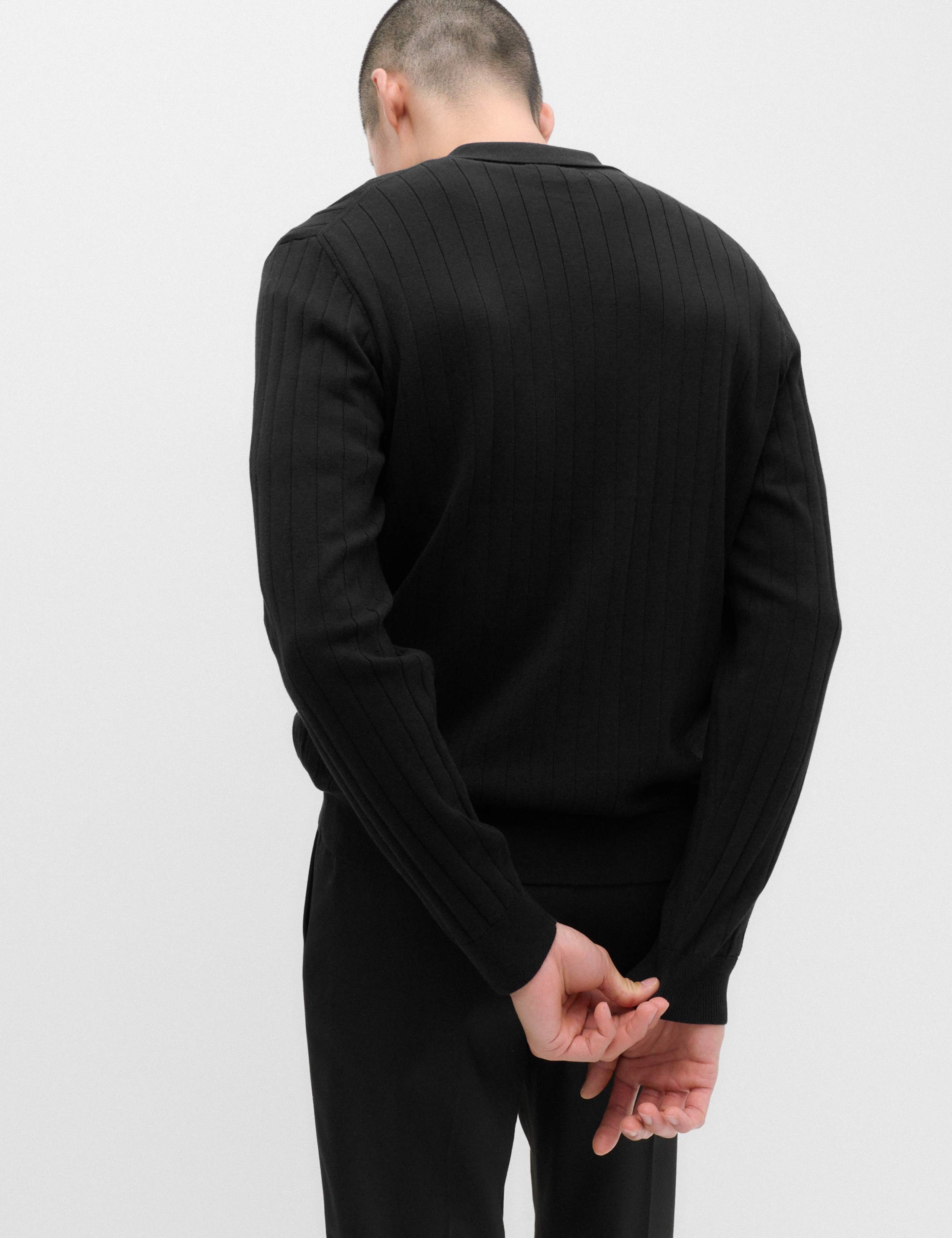 Cotton Blend Smart Rib Knit Polo Shirt 5 of 6