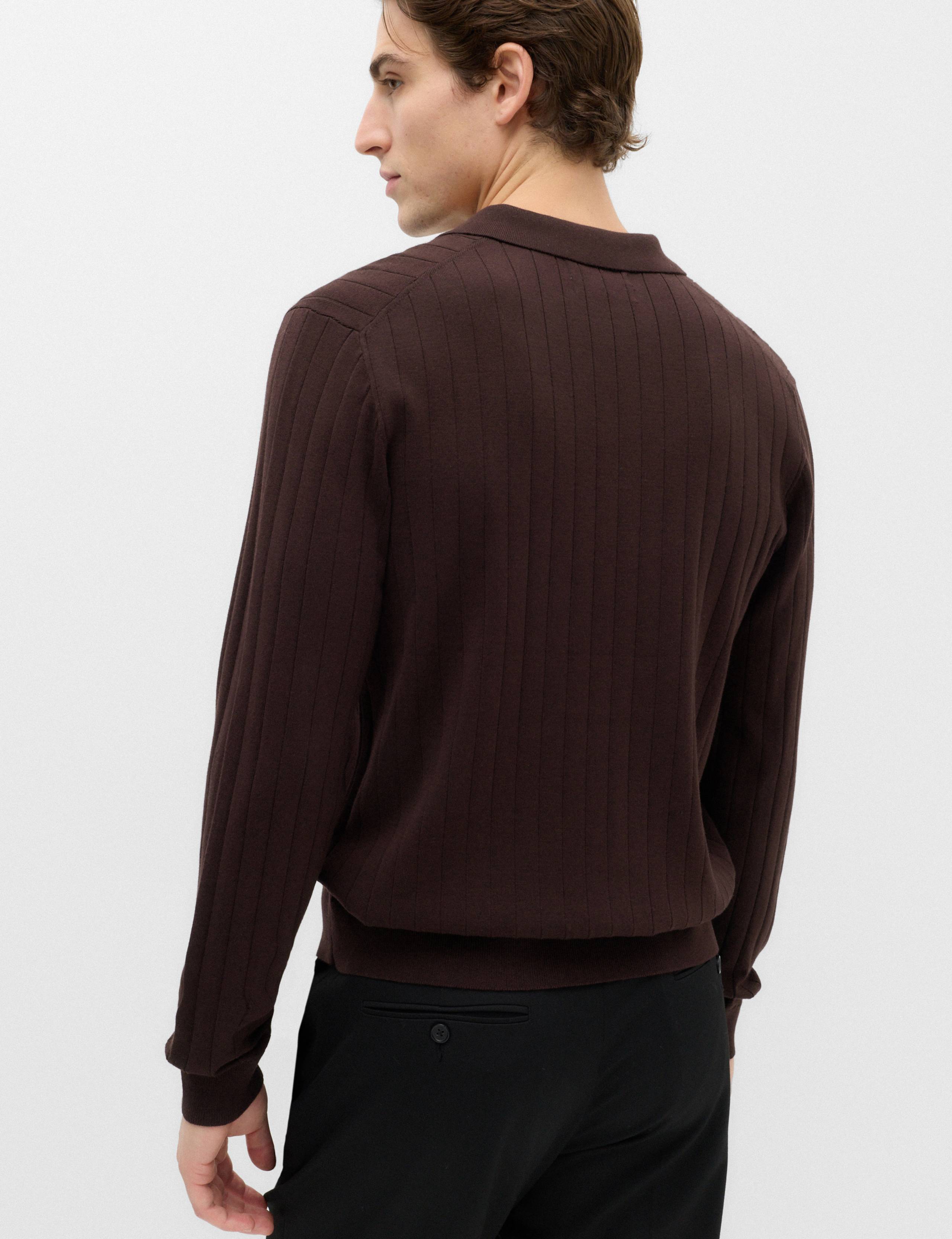Cotton Blend Smart Rib Knit Polo Shirt 5 of 7