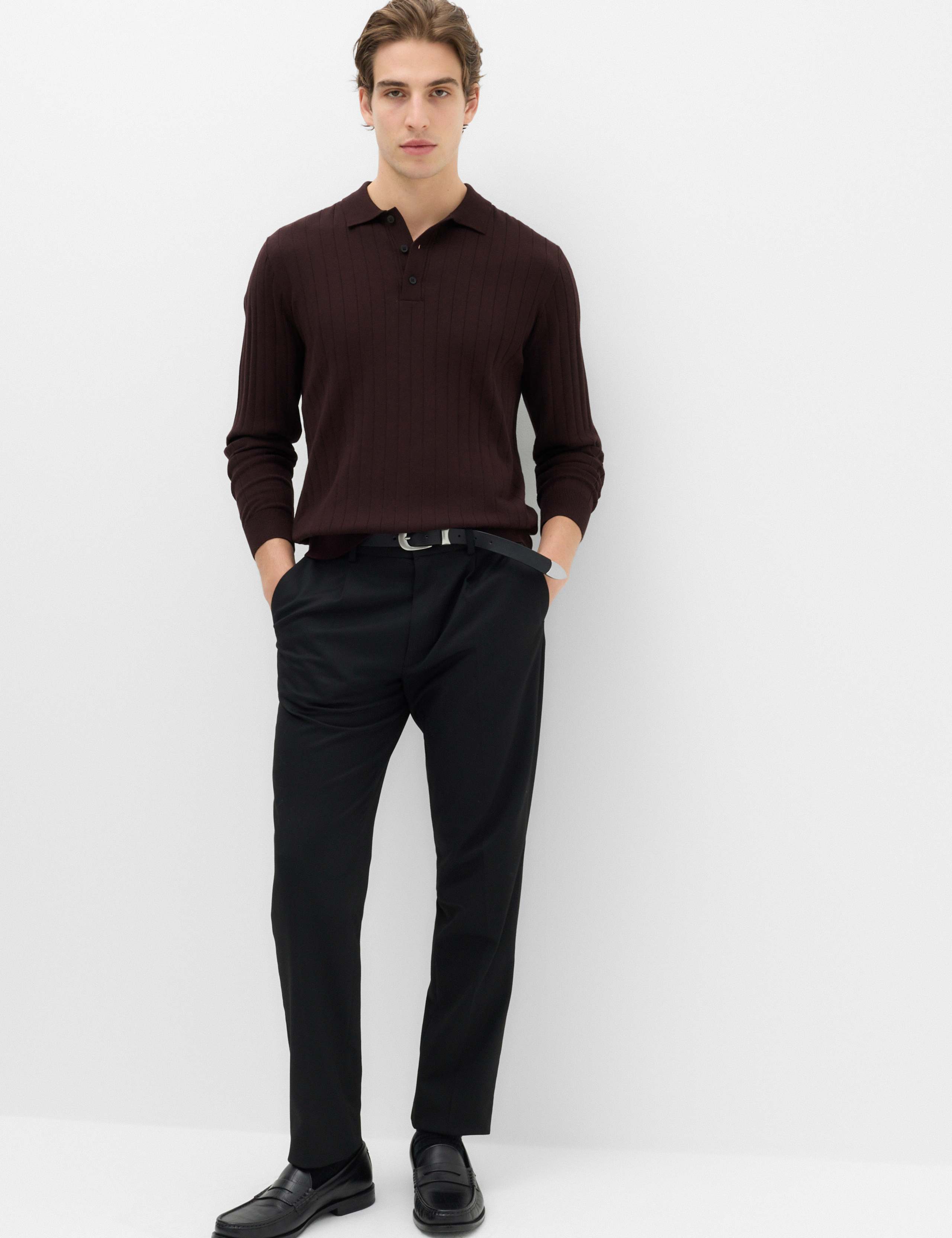 Cotton Blend Smart Rib Knit Polo Shirt 7 of 7