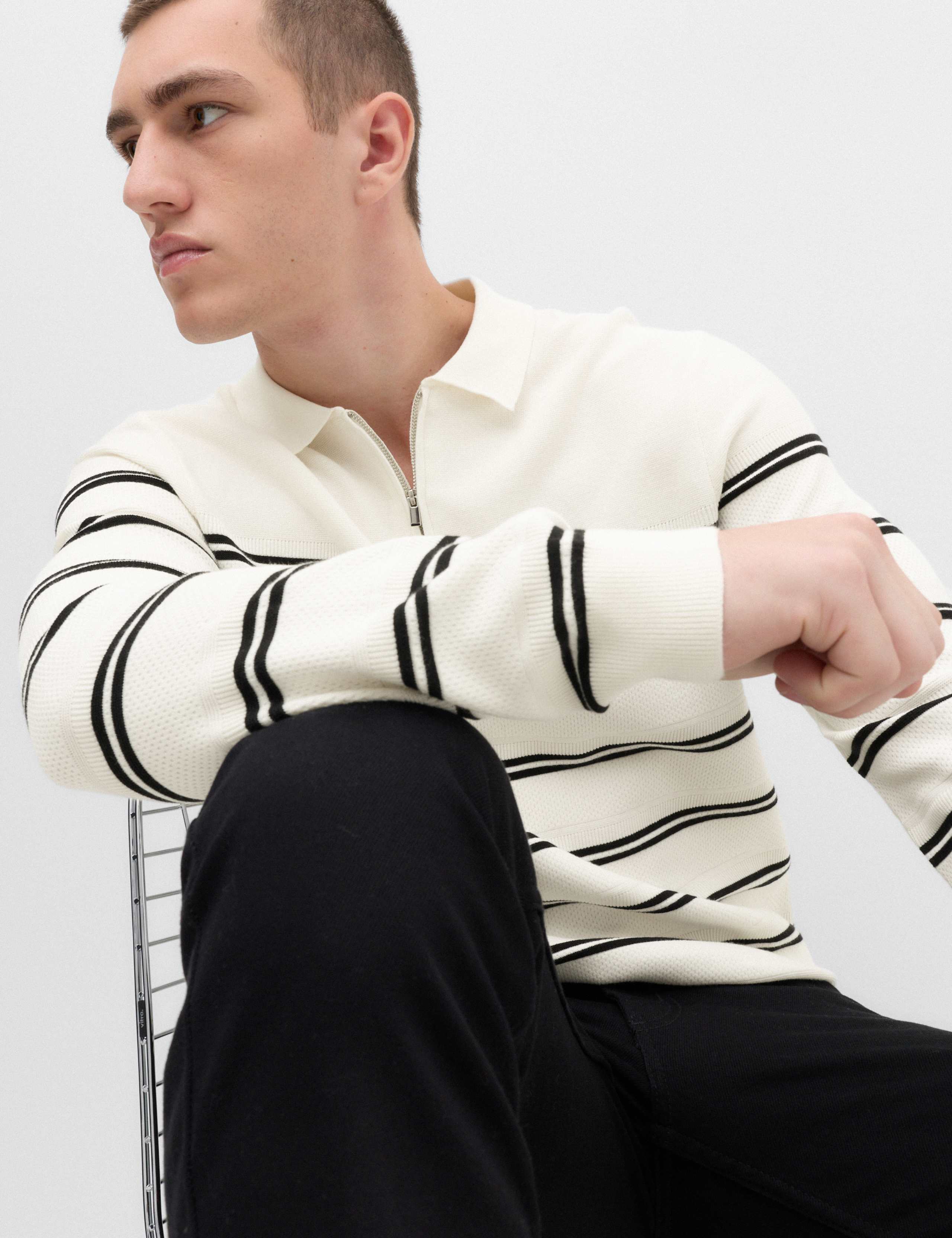 Cotton Rich Half Zip Knitted Polo Shirt 5 of 5