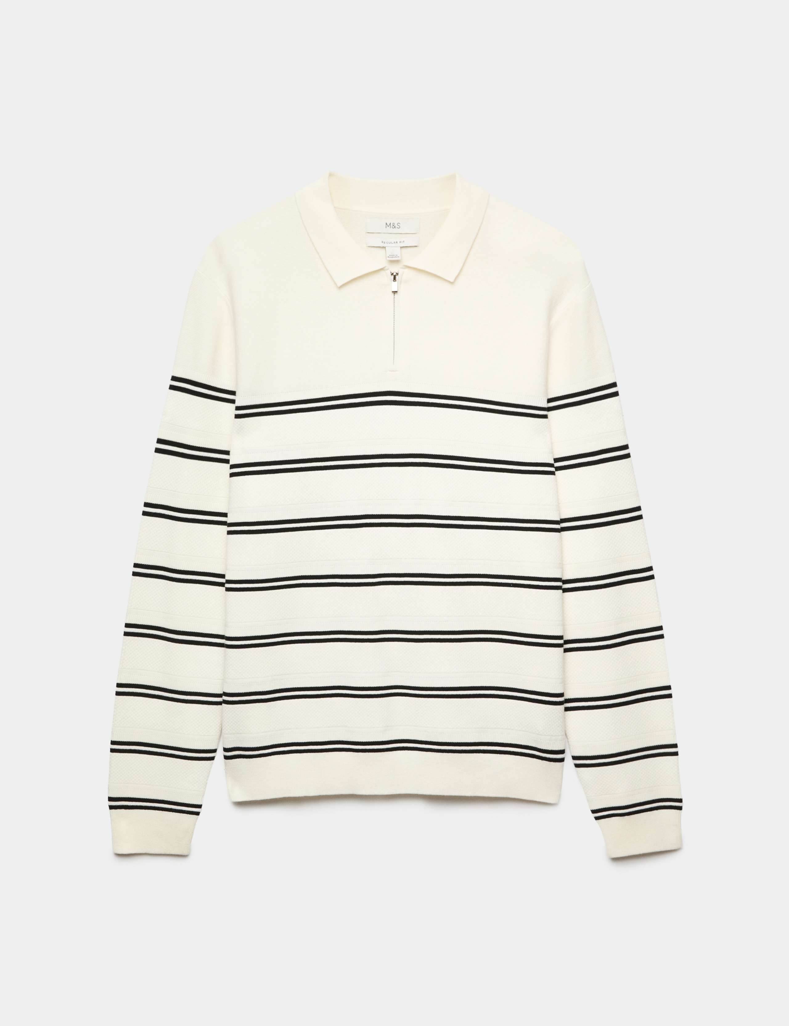 Cotton Rich Half Zip Knitted Polo Shirt 2 of 5