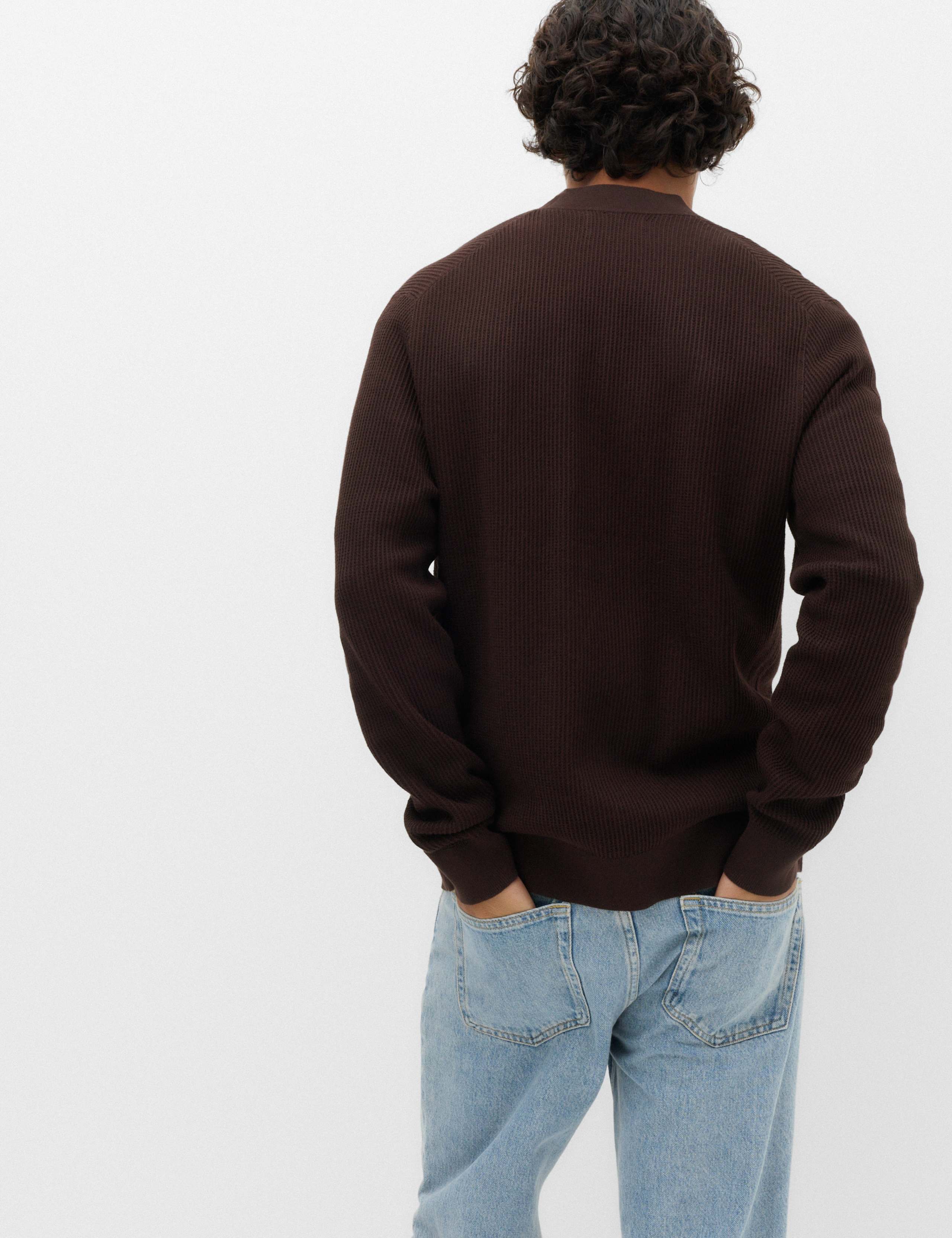 Cotton Rich Shawl Neck Ribbed Cardigan 5 of 6