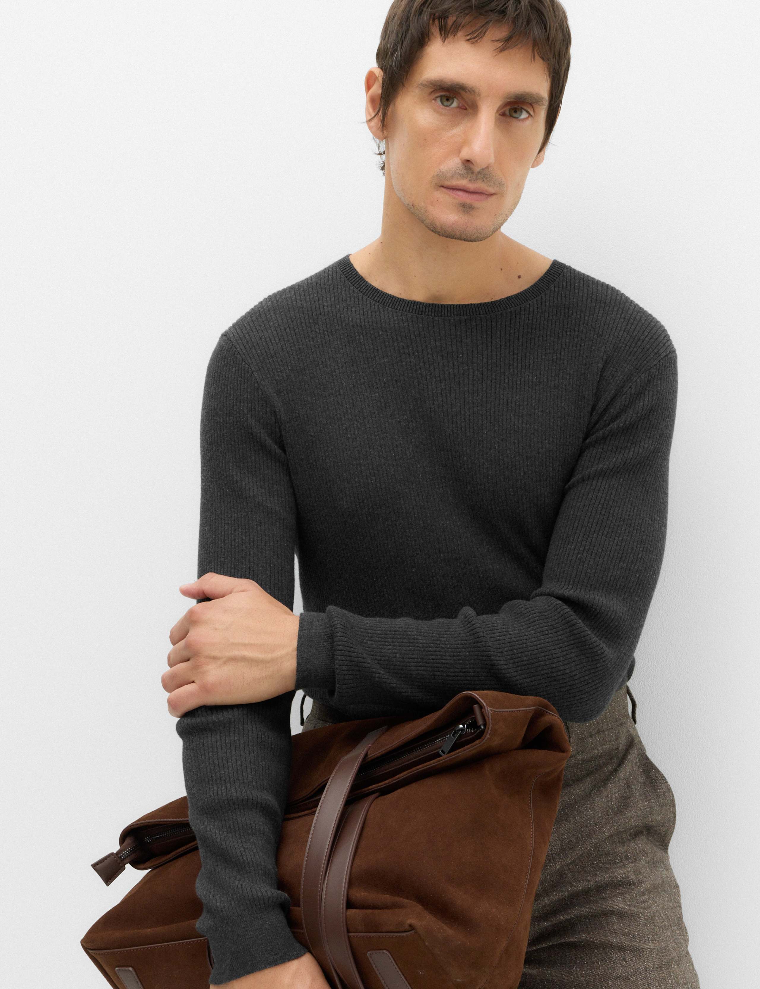 Cotton Blend Crew Neck Smart Jumper 7 of 7