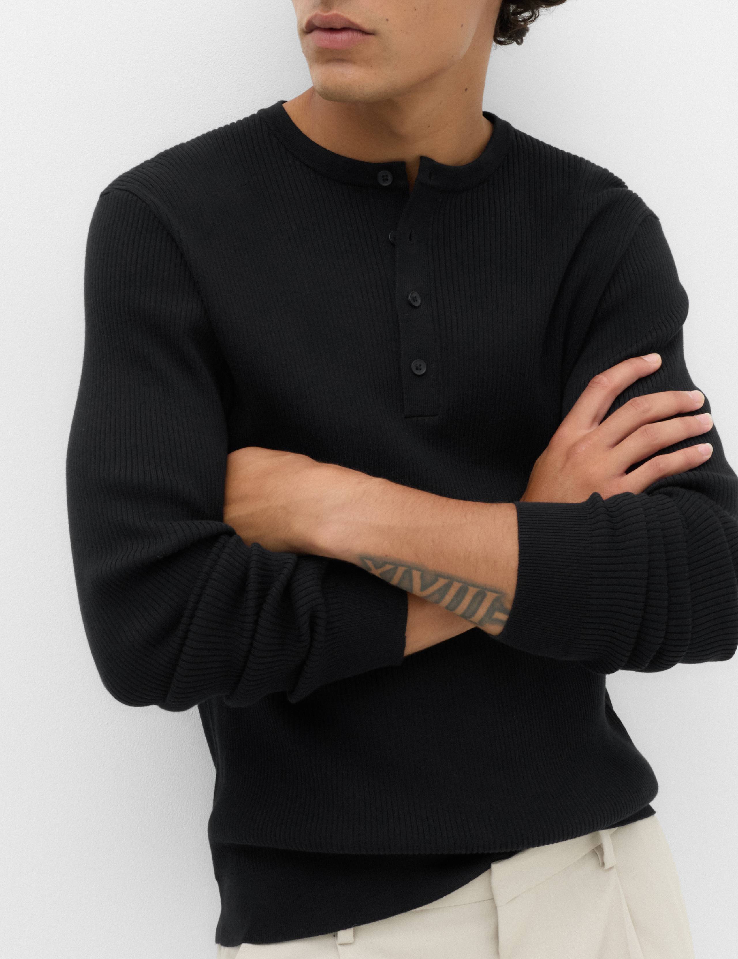 Cotton Blend Smart Henley Jumper 4 of 6