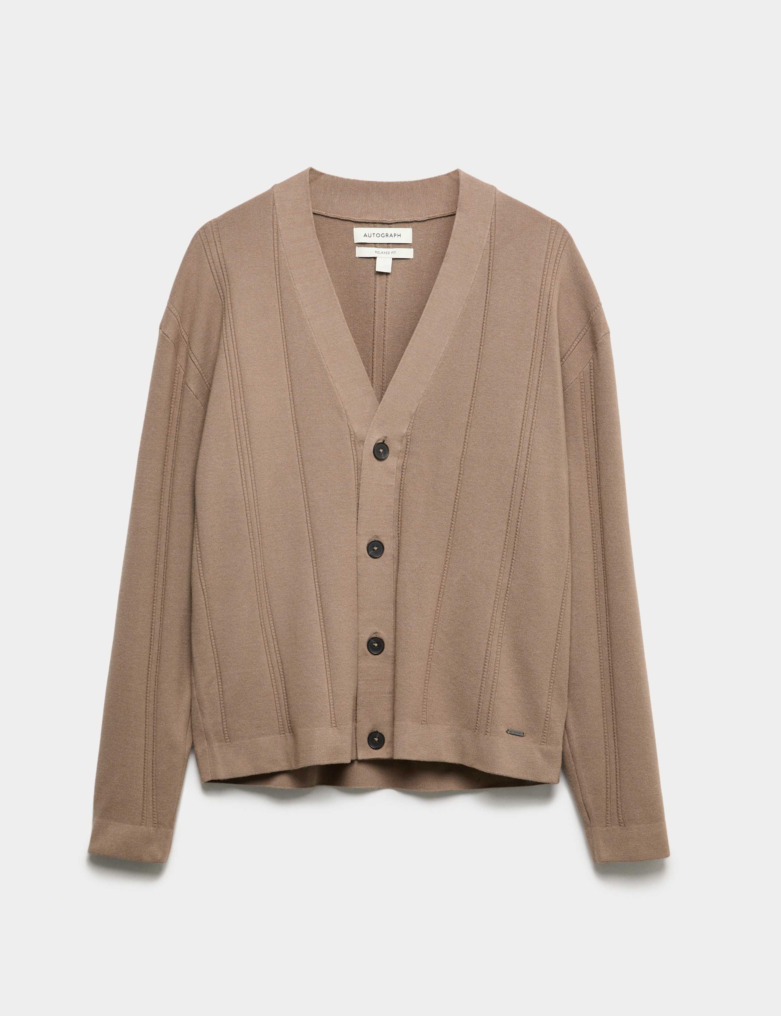 Relaxed Fit Vertical Stitch Knit Cardigan 1 of 1