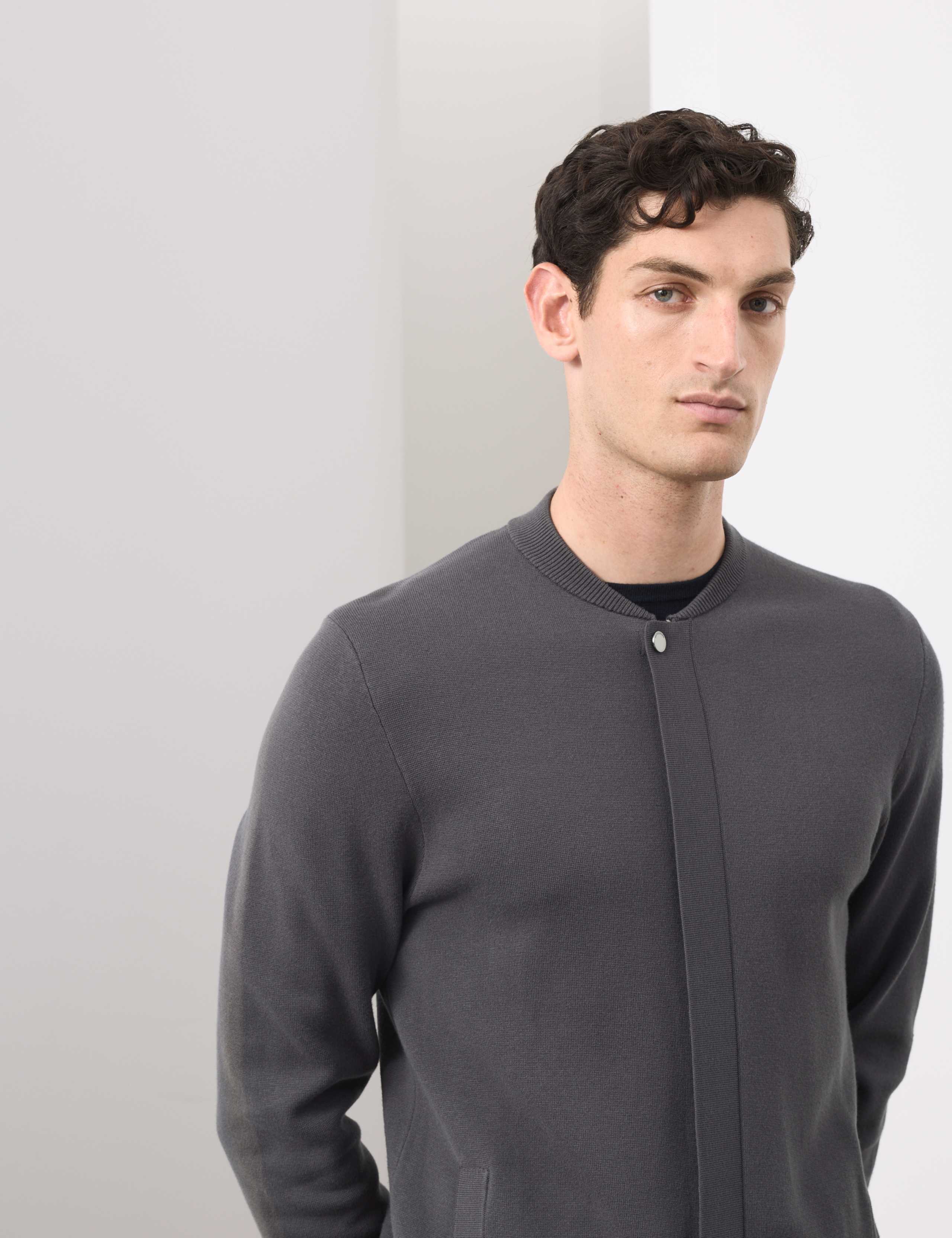 Milano-Knit Baseball Neck Bomber Jacket 1 of 6