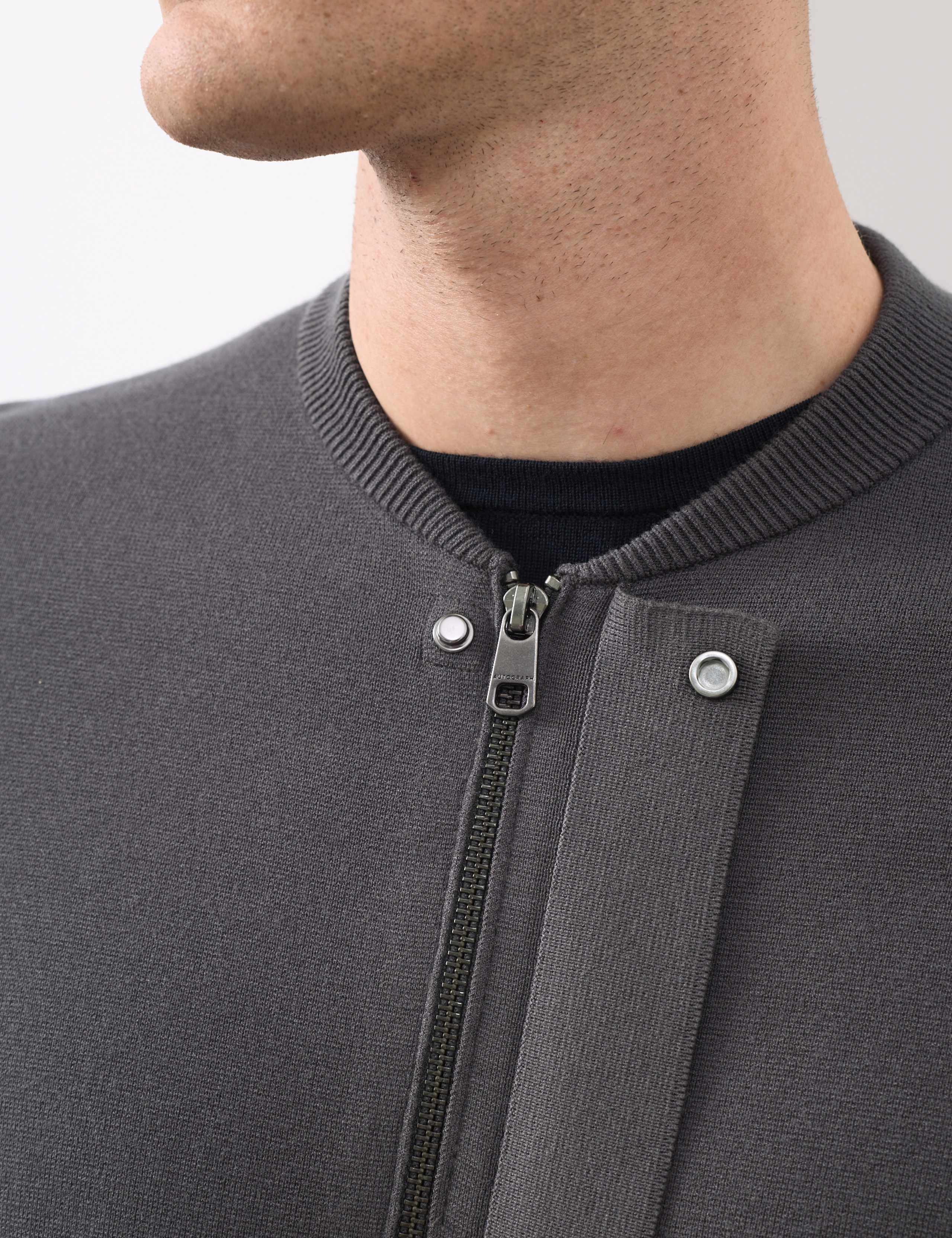 Milano-Knit Baseball Neck Bomber Jacket 5 of 6