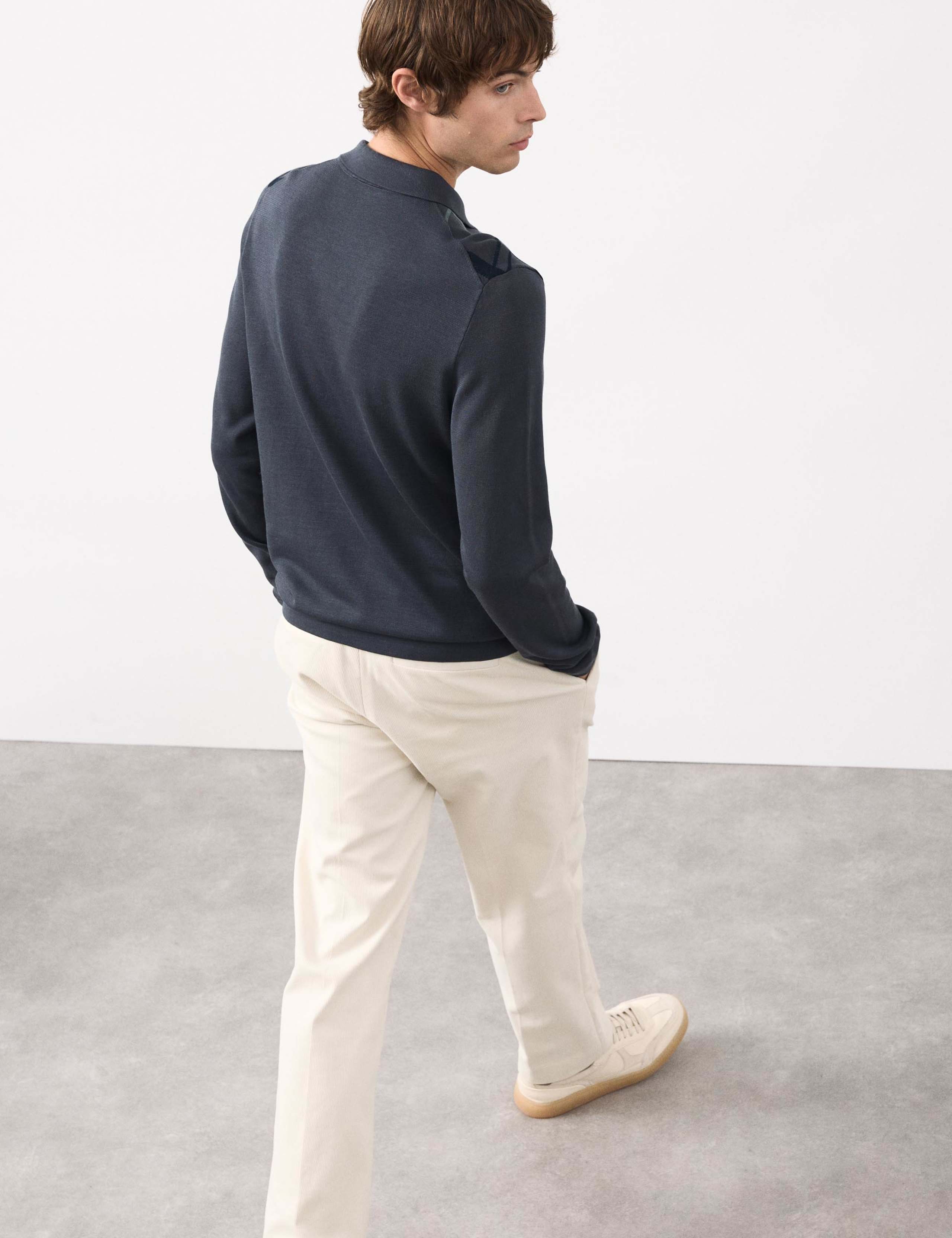 Mercerised Cotton Geometric Knitted Polo Shirt 5 of 6