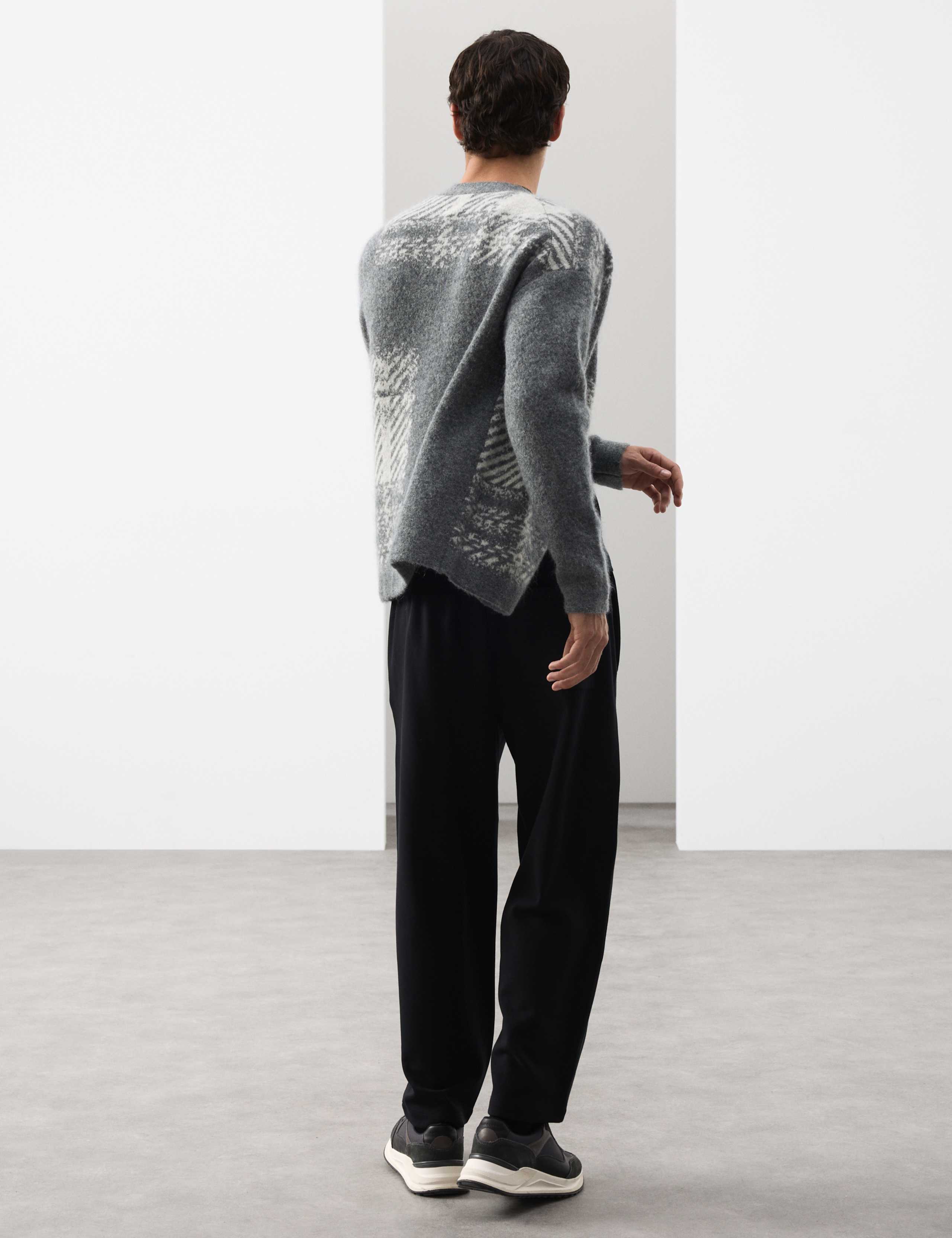 Merino Wool Rich Checked Cardigan with Mohair 5 of 6