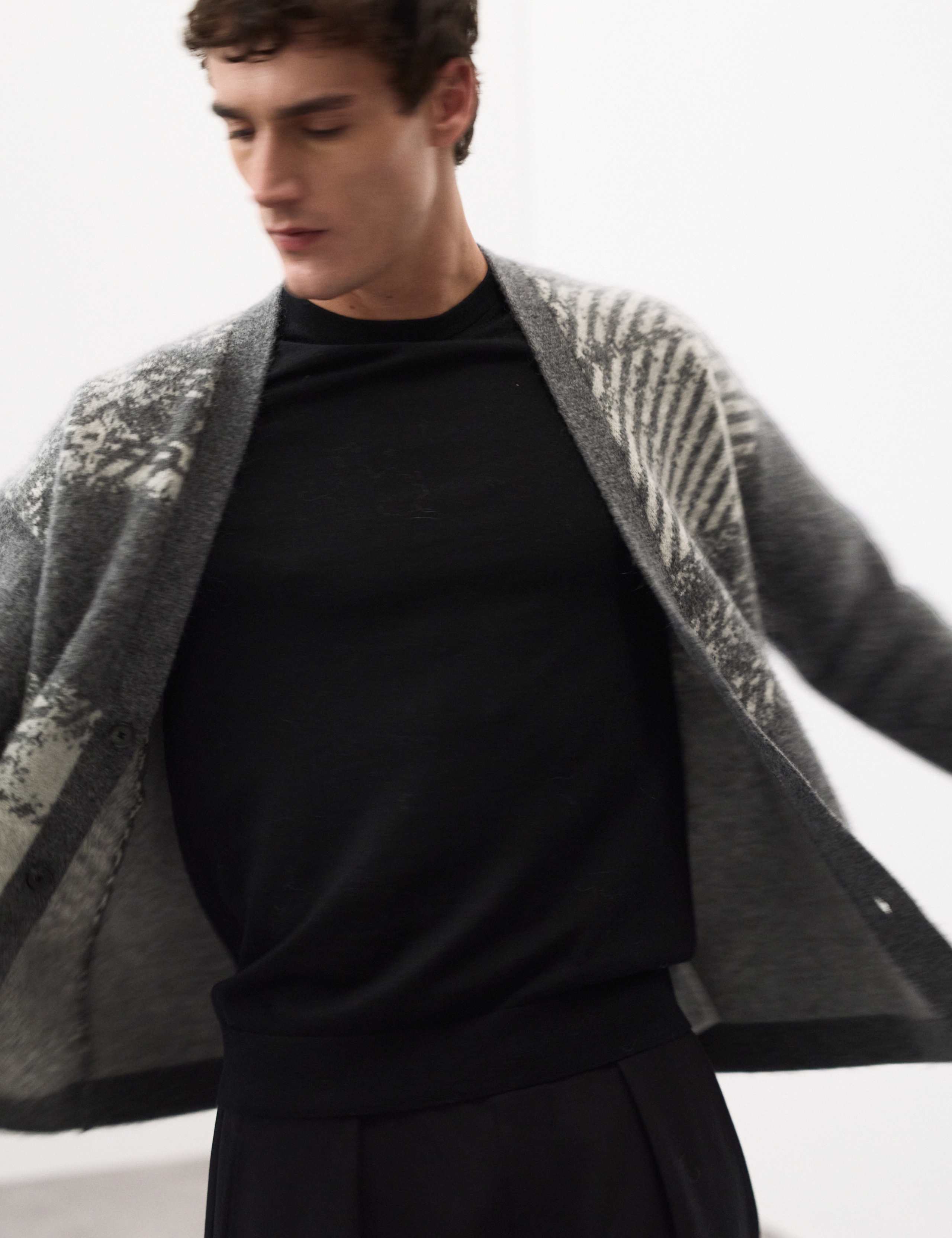 Merino Wool Rich Checked Cardigan with Mohair 6 of 6