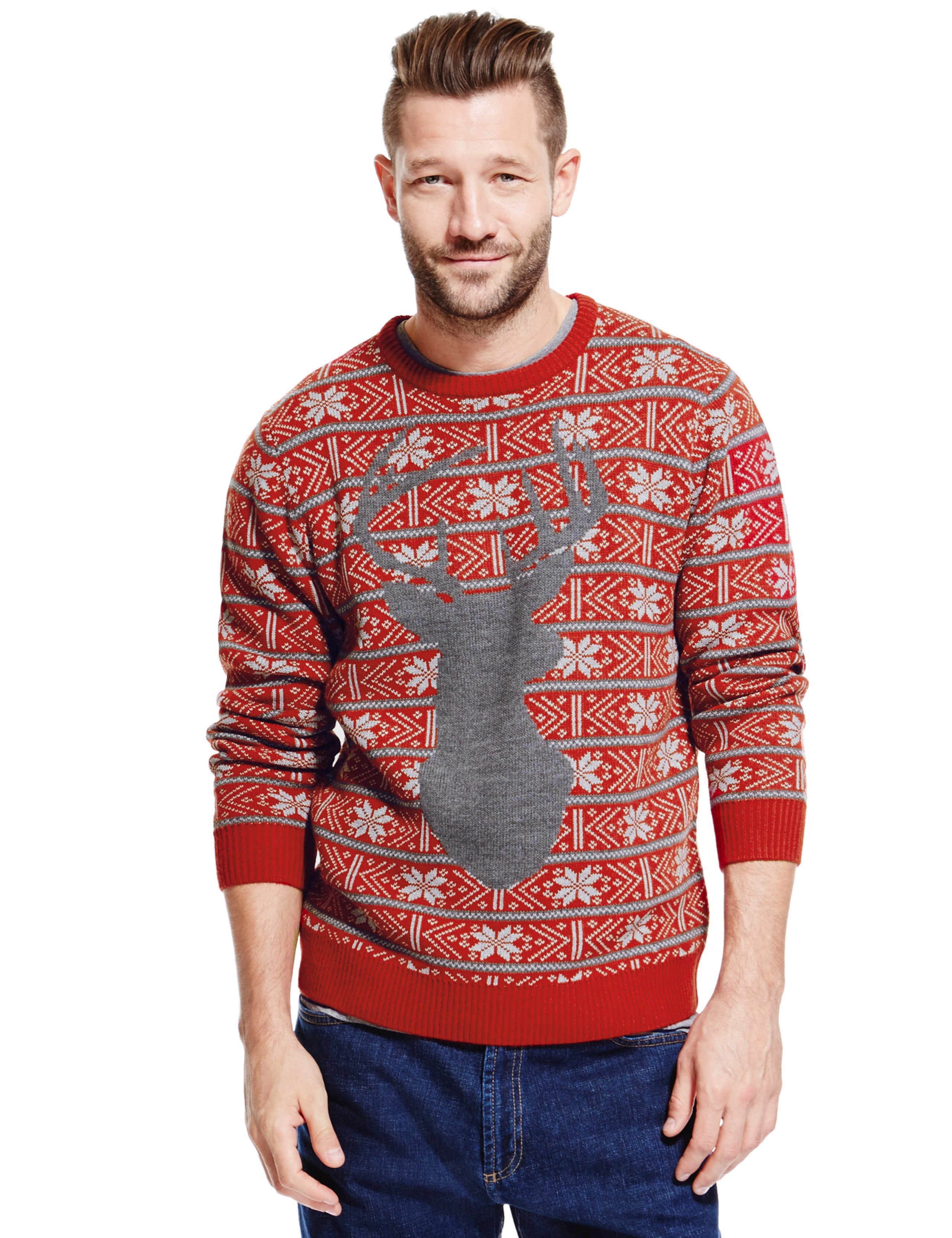 Christmas Snowflake Stag Jumper 1 of 3
