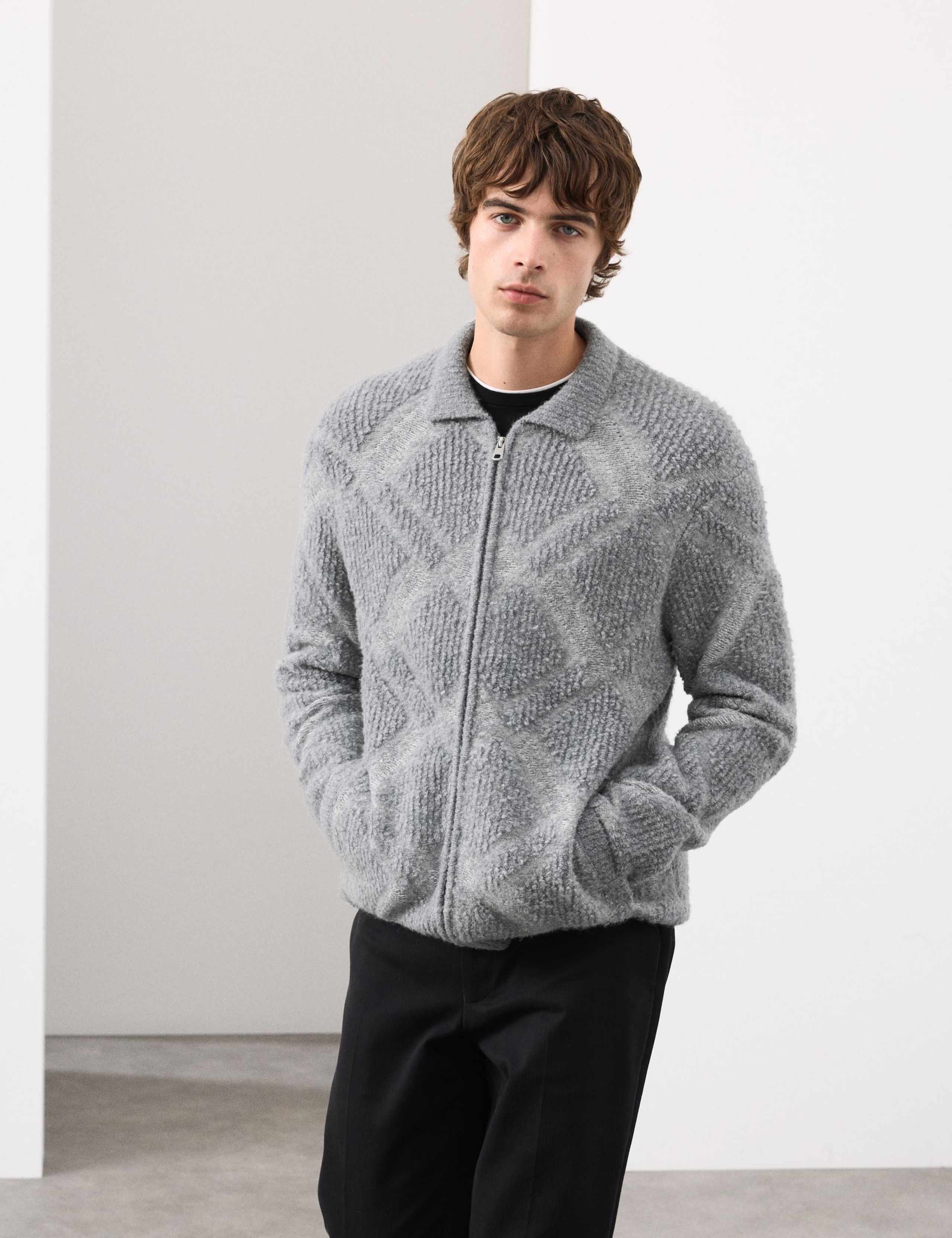 Merino Wool Rich Boucle Zip Up Jacket 3 of 6