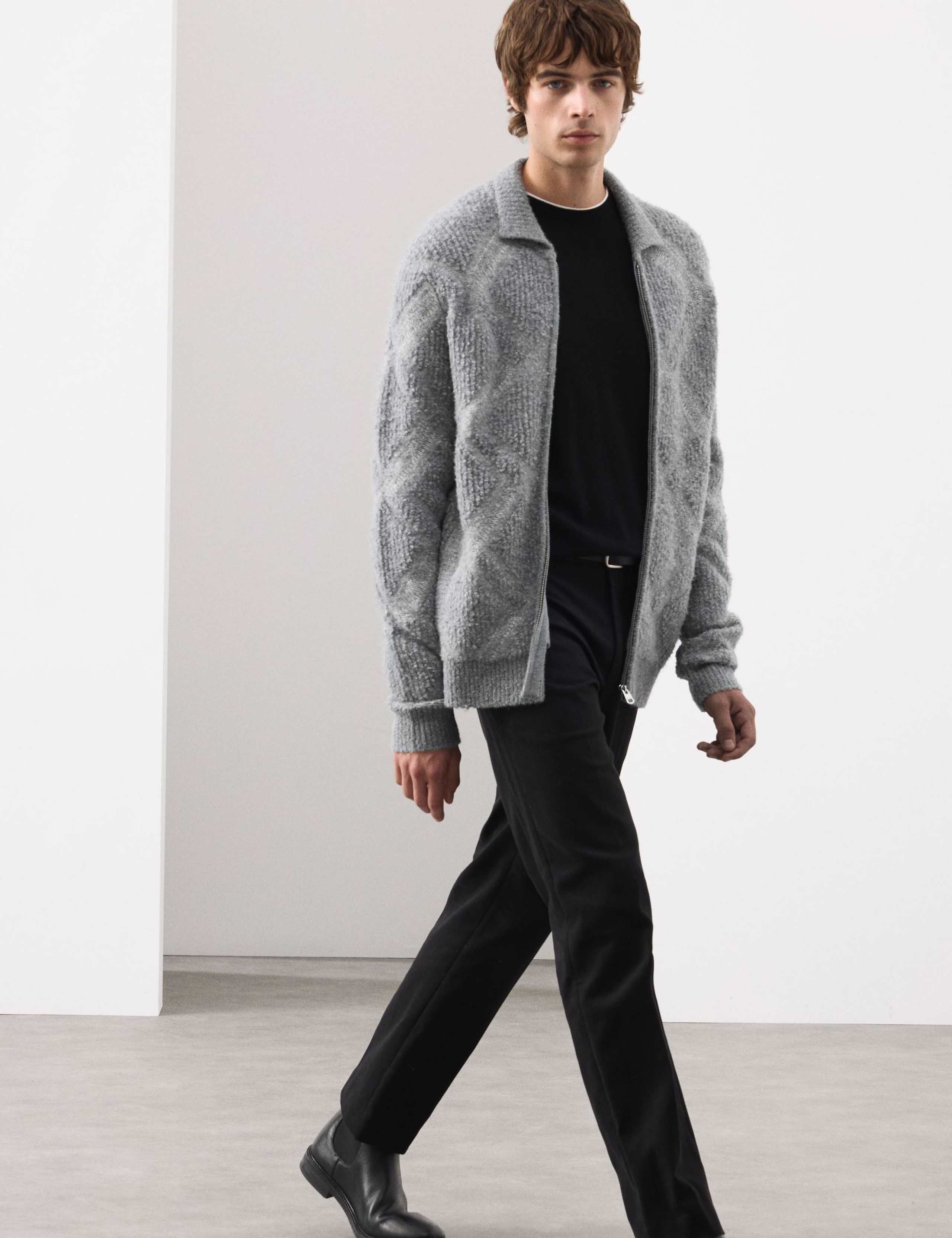 Merino Wool Rich Boucle Zip Up Jacket 4 of 6