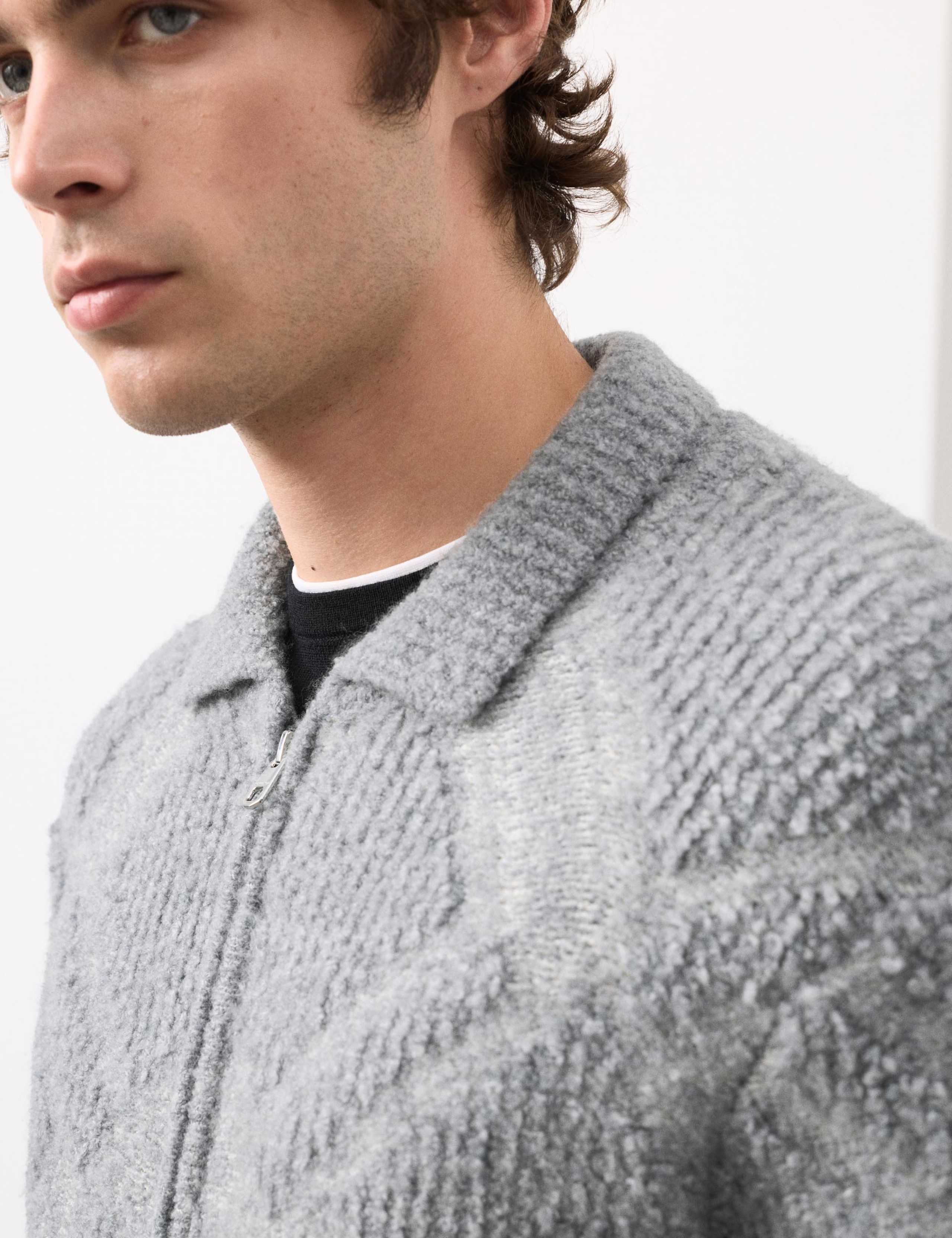 Merino Wool Rich Boucle Zip Up Jacket 5 of 6