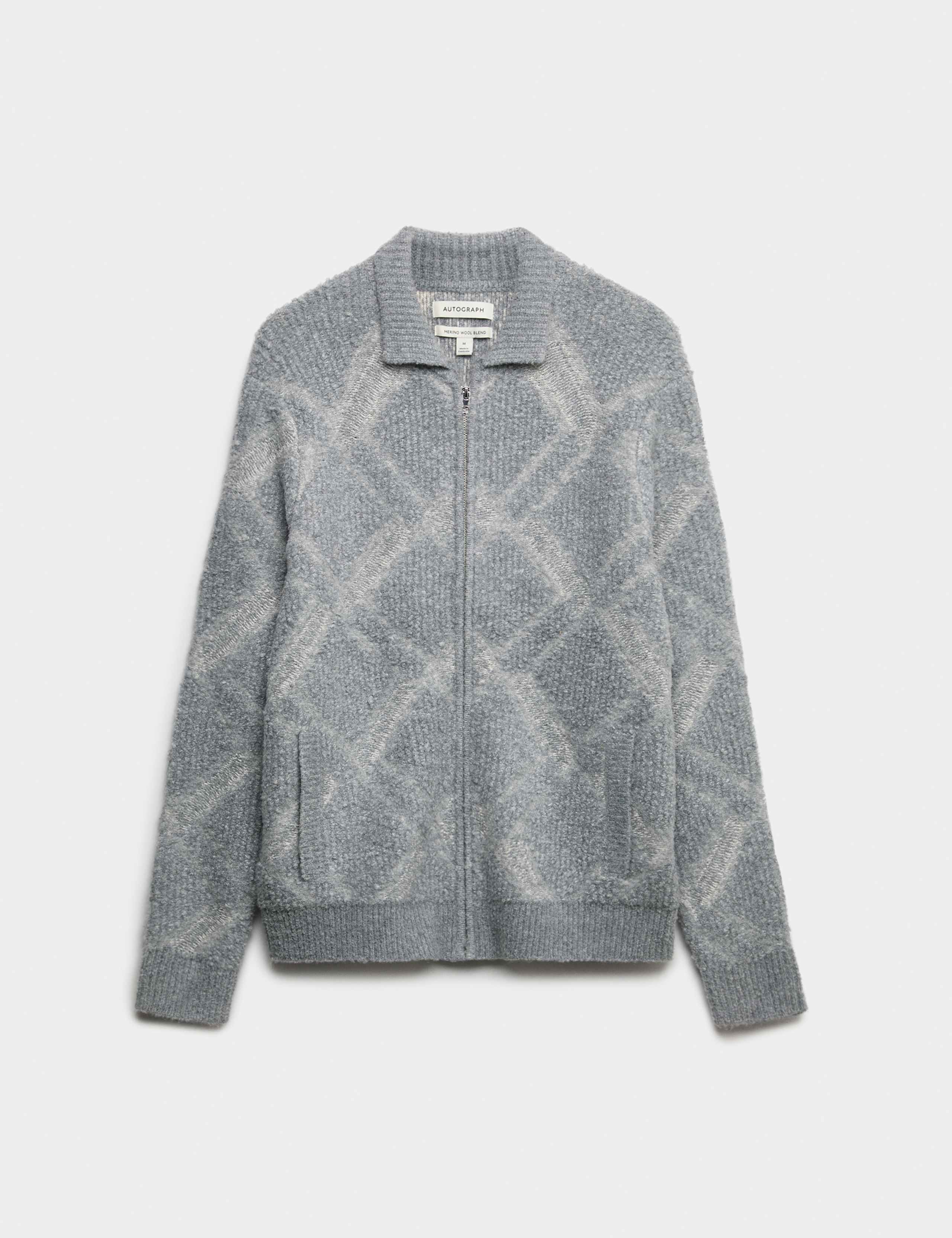 Merino Wool Rich Boucle Zip Up Jacket 2 of 6