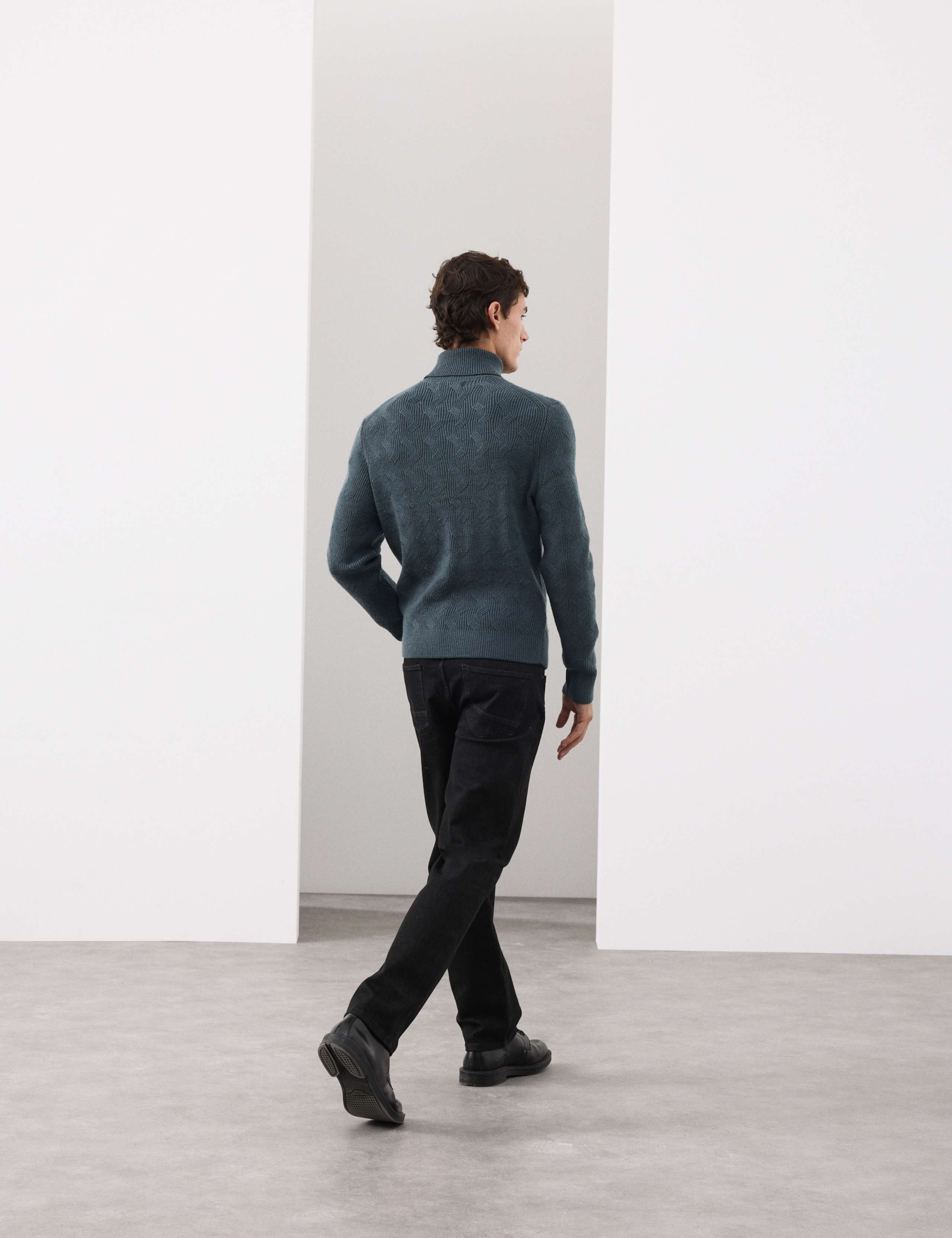 Pure Wool Wave Stitch Roll Neck Jumper 5 of 7