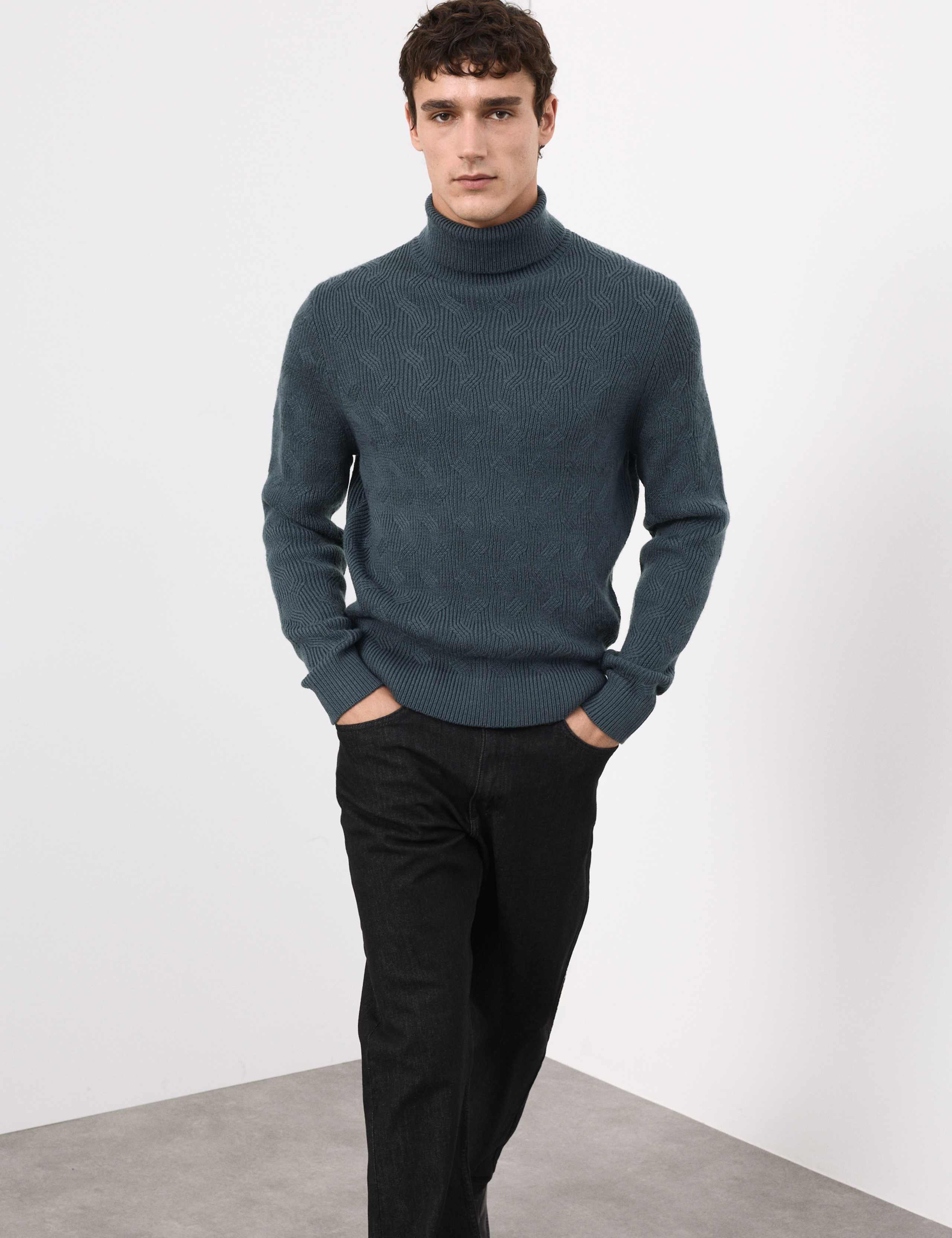 Pure Wool Wave Stitch Roll Neck Jumper 7 of 7