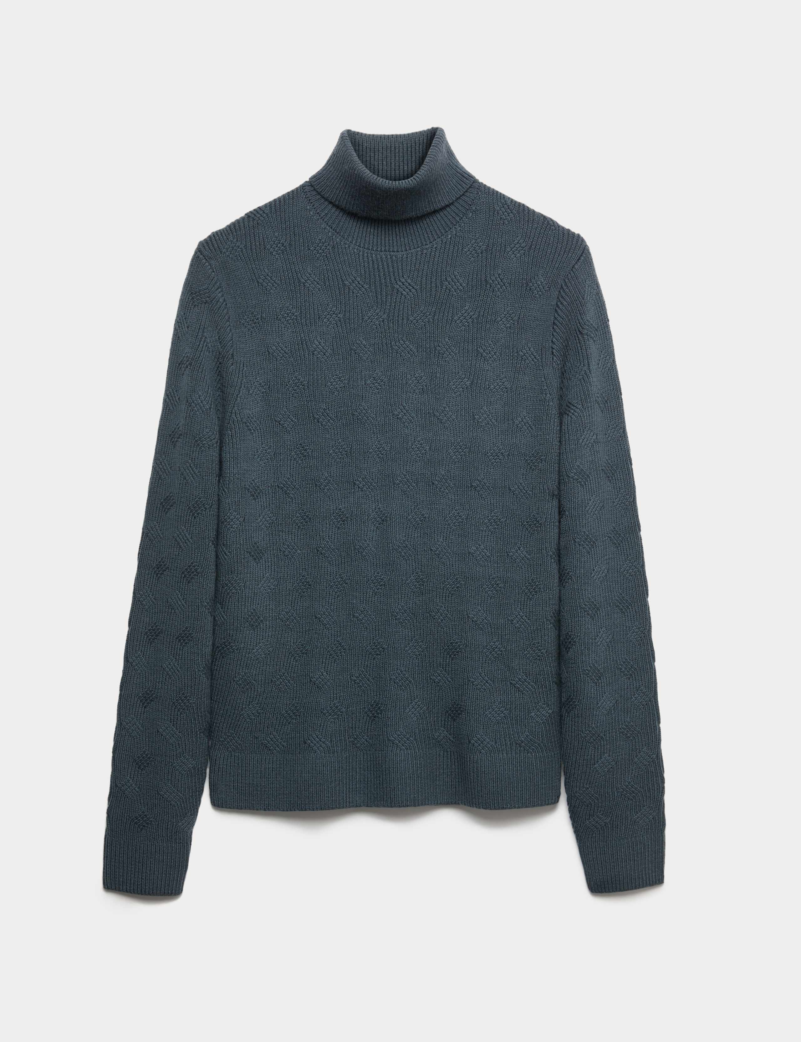 Pure Wool Wave Stitch Roll Neck Jumper 2 of 7